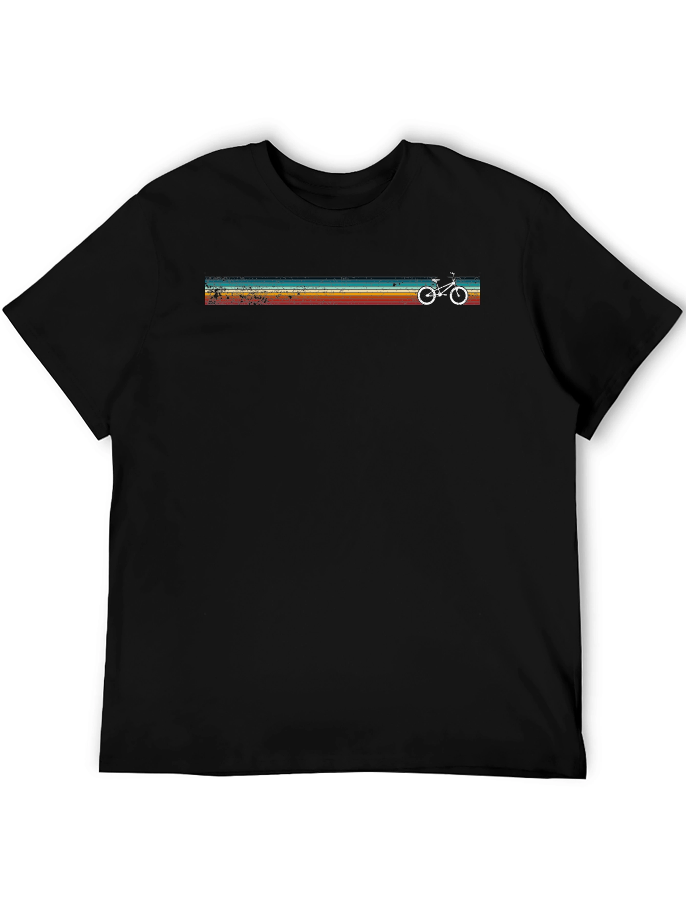 Black Retro Stripe Bike Graphic Tee - Cool Casual Style view 5