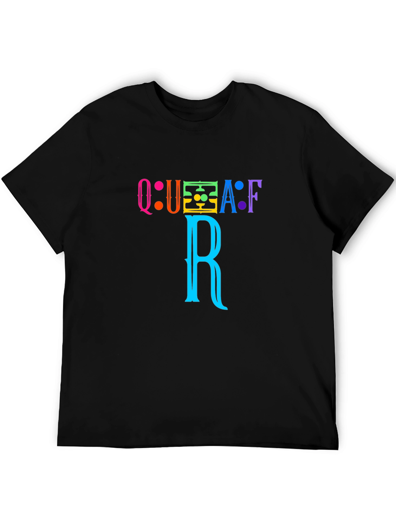 Black Colorful QUAFAF R Graphic Black T-Shirt view 5