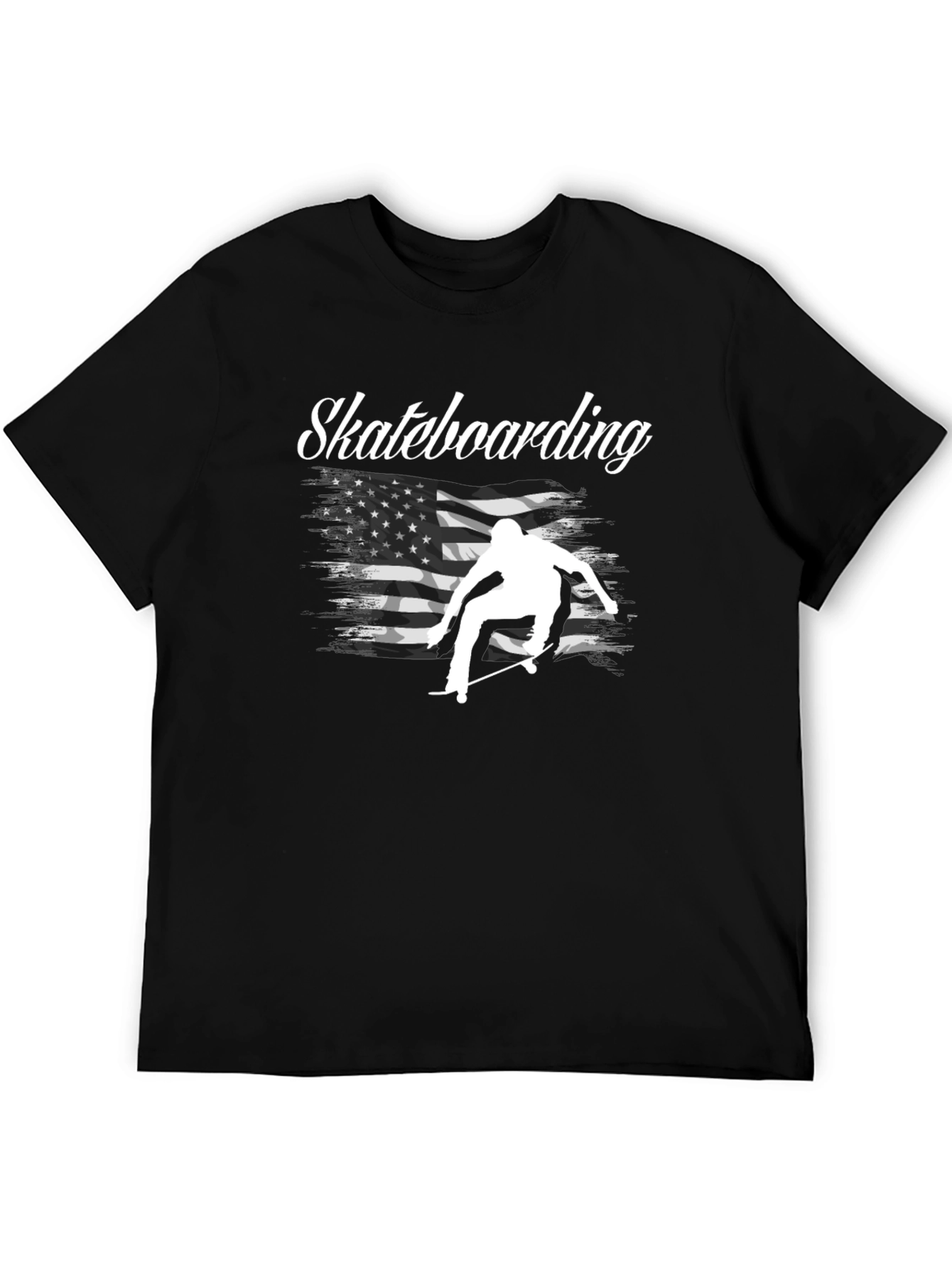 Black Skateboarding USA Flag Graphic T-Shirt view 5