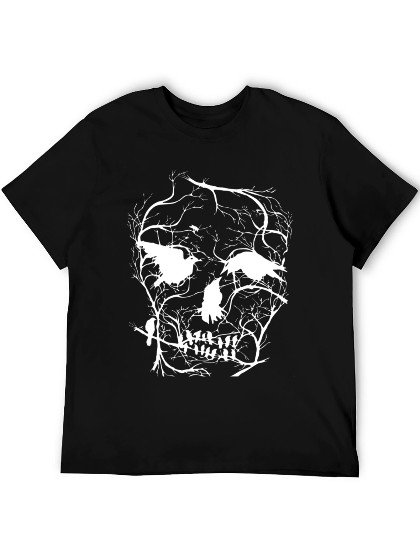 Black Raven Skull Graphic Tee - Black Cotton Blend view 5