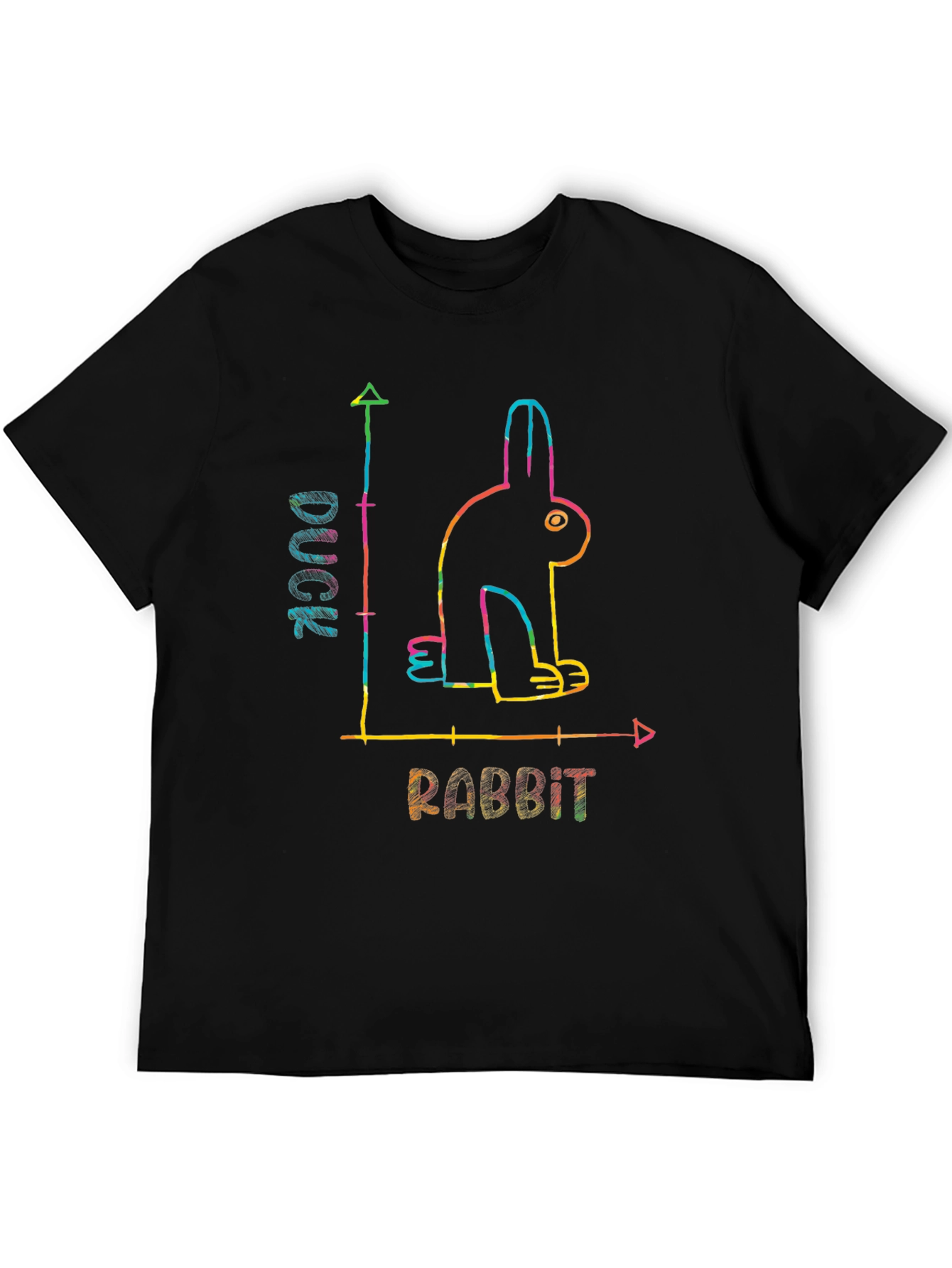 Black Duck or Rabbit? Optical Illusion Graphic T-Shirt view 5