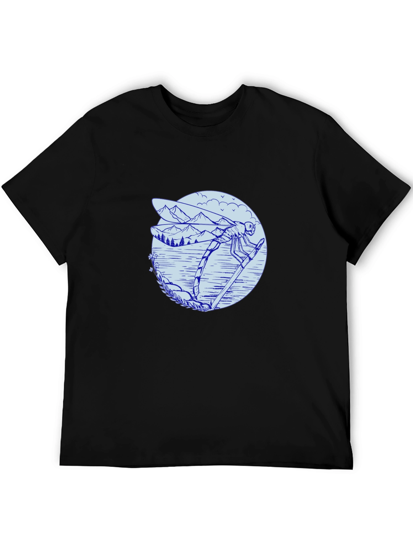 Black Dragonfly Lake Graphic T-Shirt - Nature Tee view 5