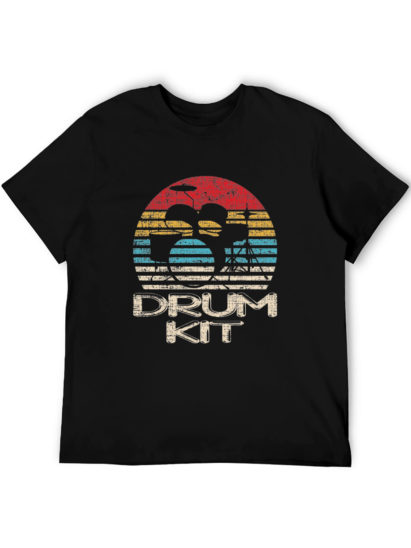 Black Retro Drum Kit T-Shirt - Vintage Style view 5