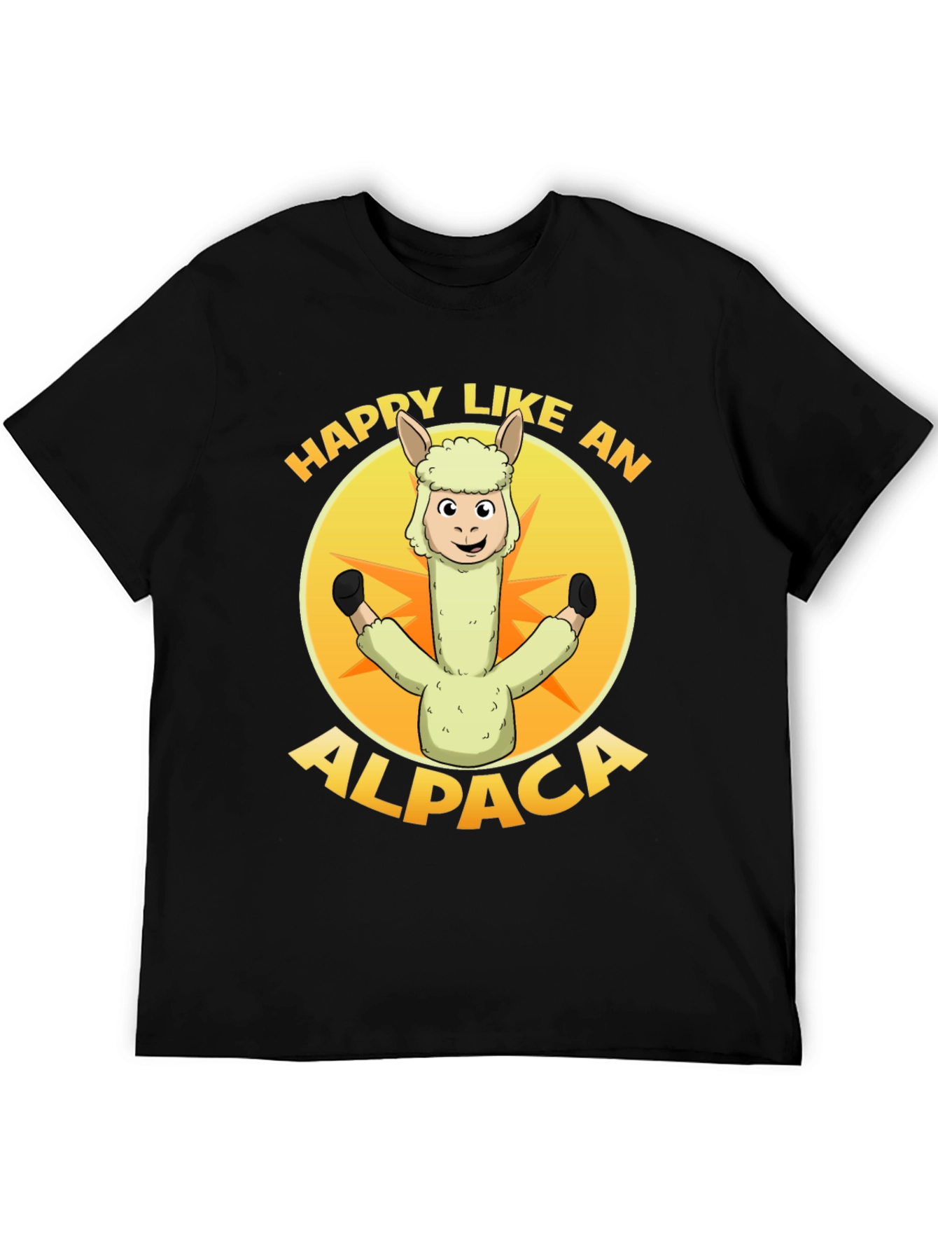 Black Happy Alpaca Graphic T-Shirt view 5