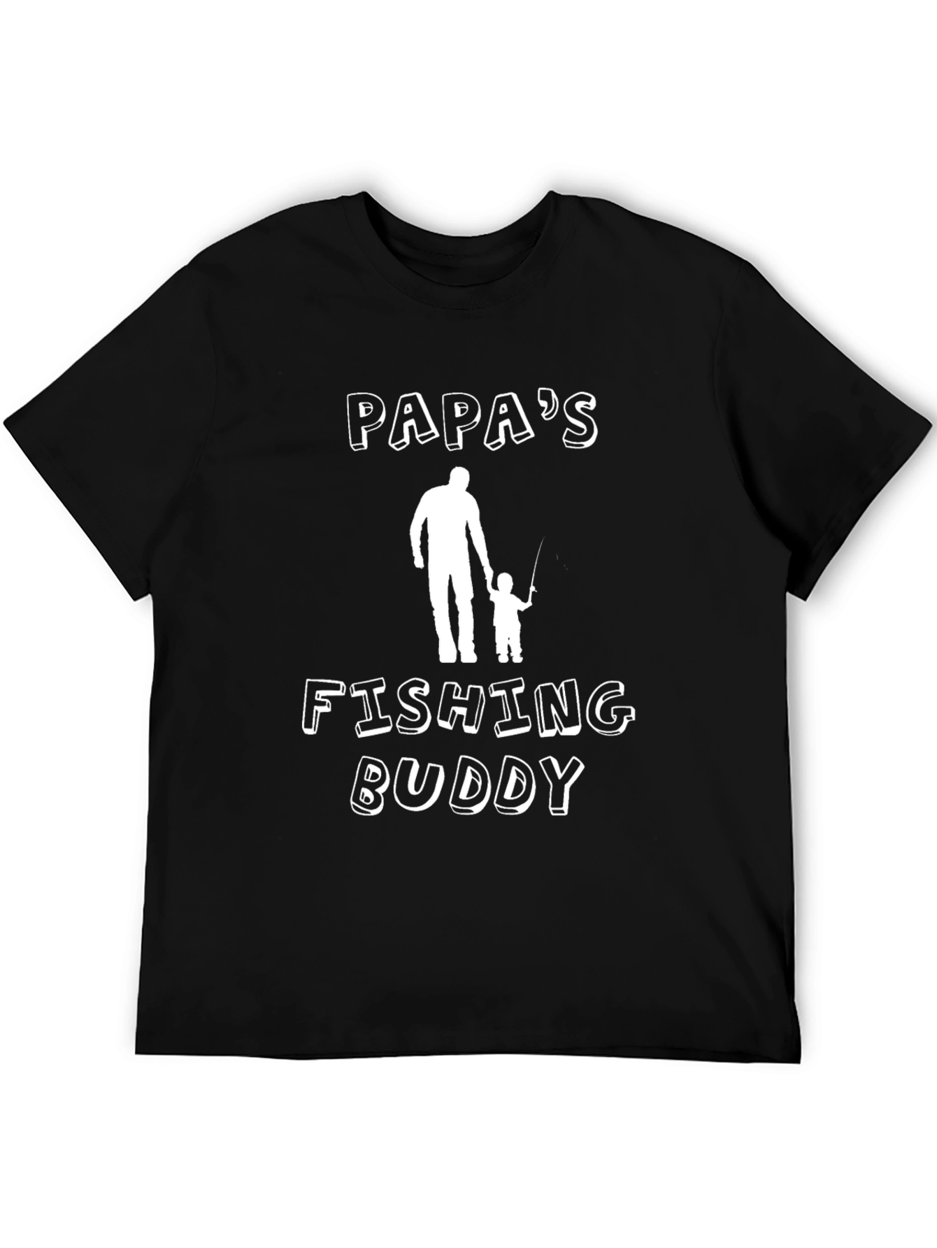 Black Papa's Fishing Buddy T-Shirt - Perfect Gift for Dad view 5