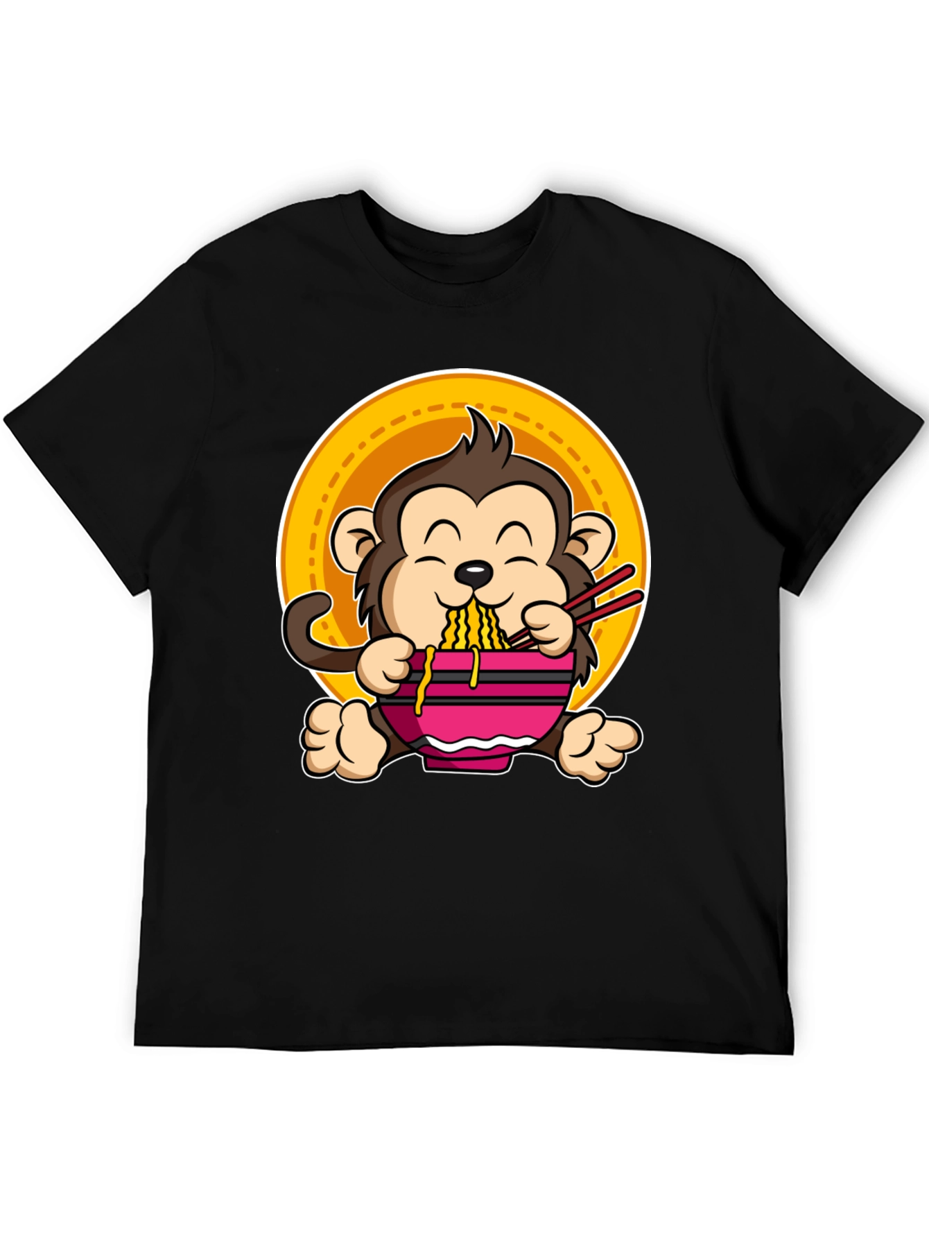 Black Monkey Ramen T-Shirt - Cute & Funny Design view 5
