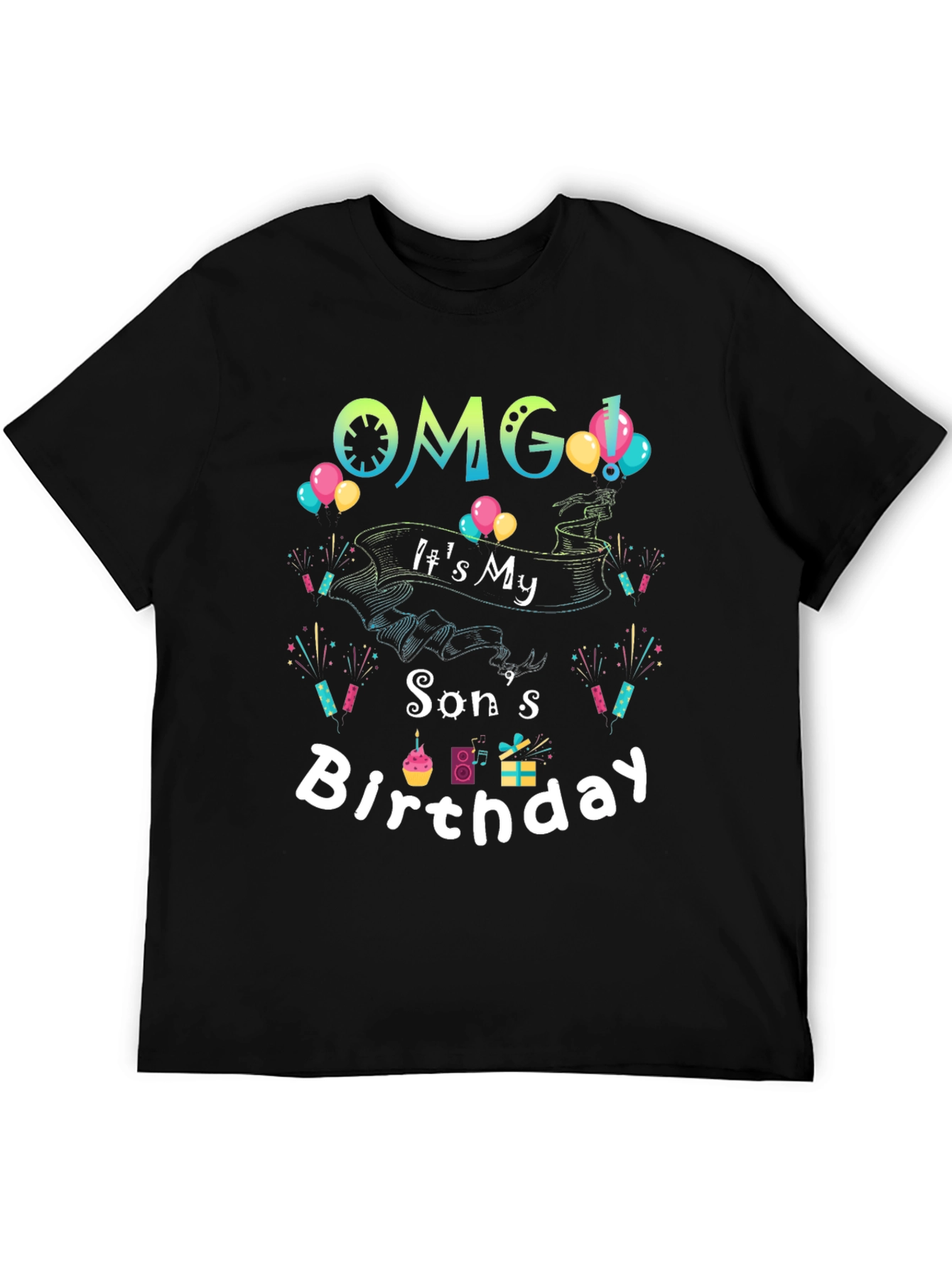 Black OMG It's My Son's Birthday T-Shirt view 5
