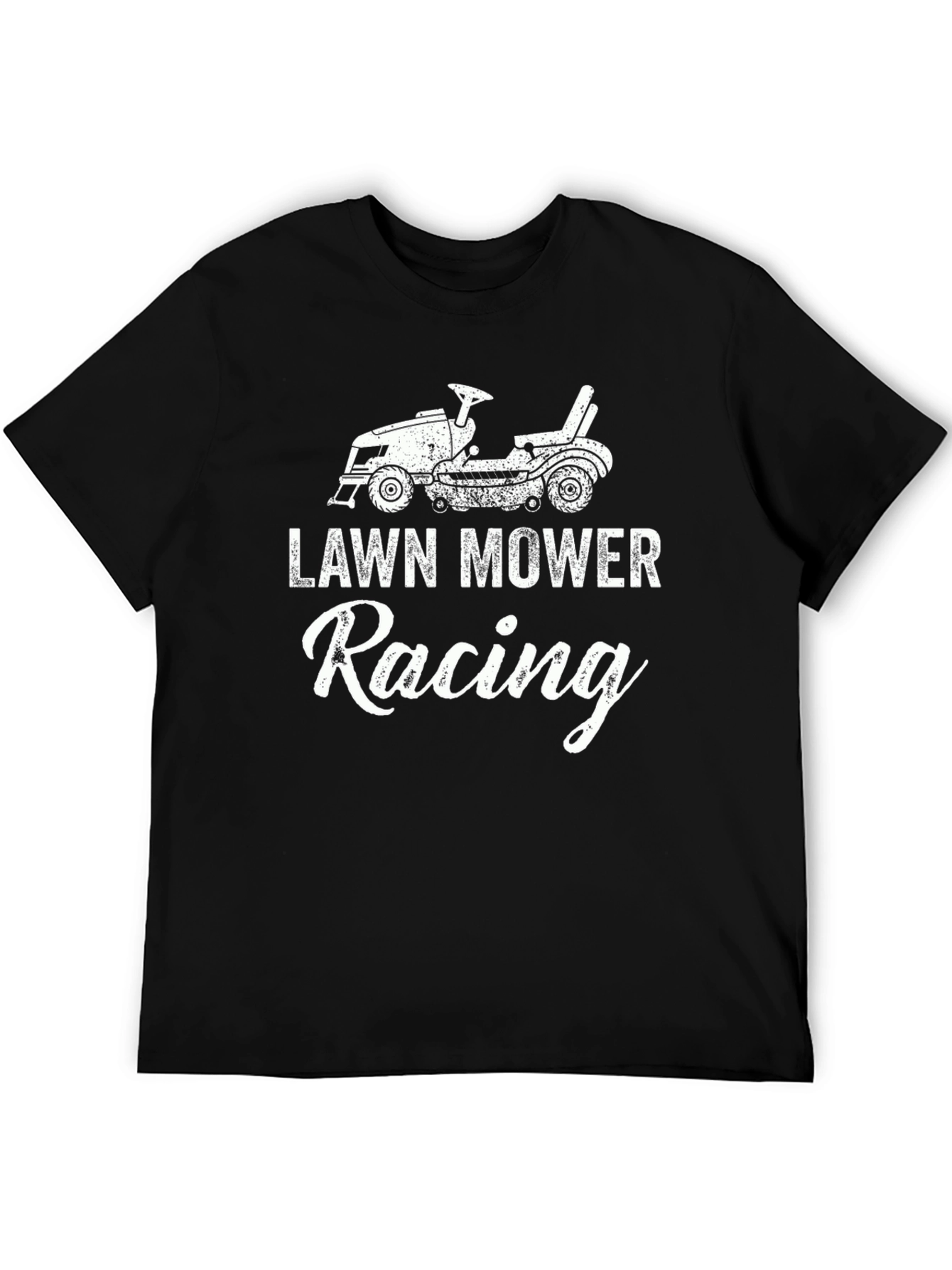 Black Lawn Mower Racing T-Shirt - Novelty Graphic Tee view 5