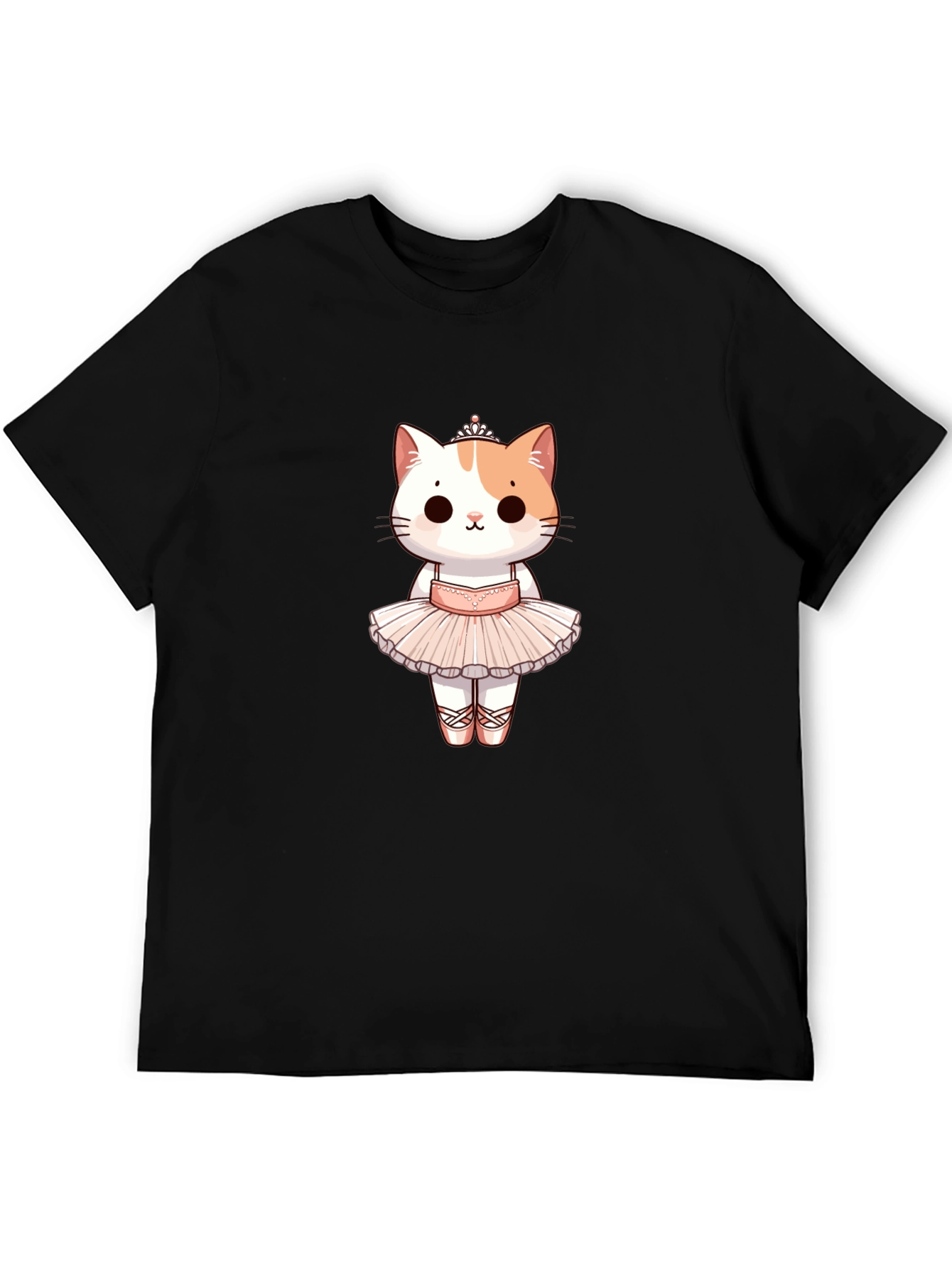Black Cute Ballerina Cat Graphic Tee view 5