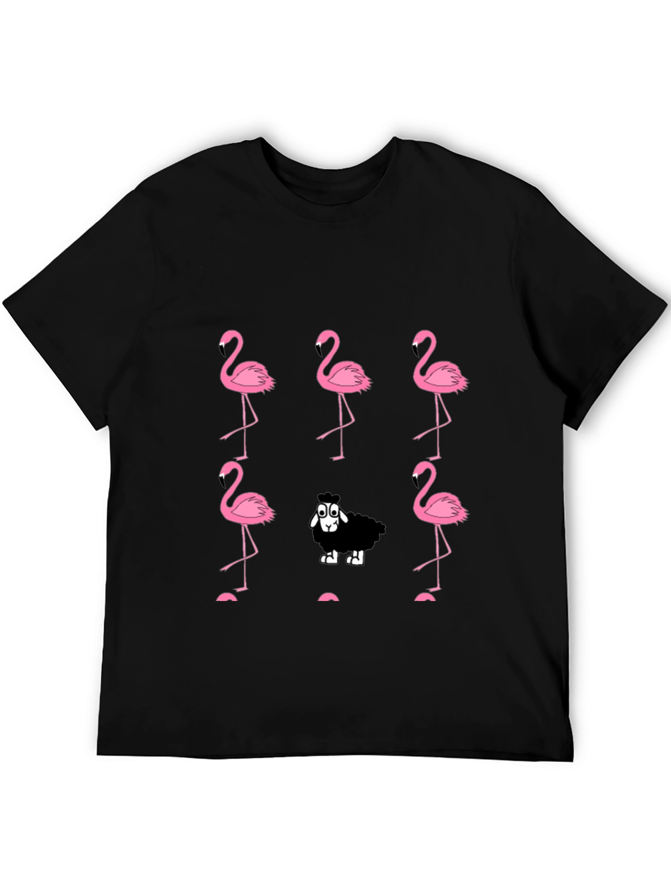 Black Flamingo and Sheep Graphic Tee view 5