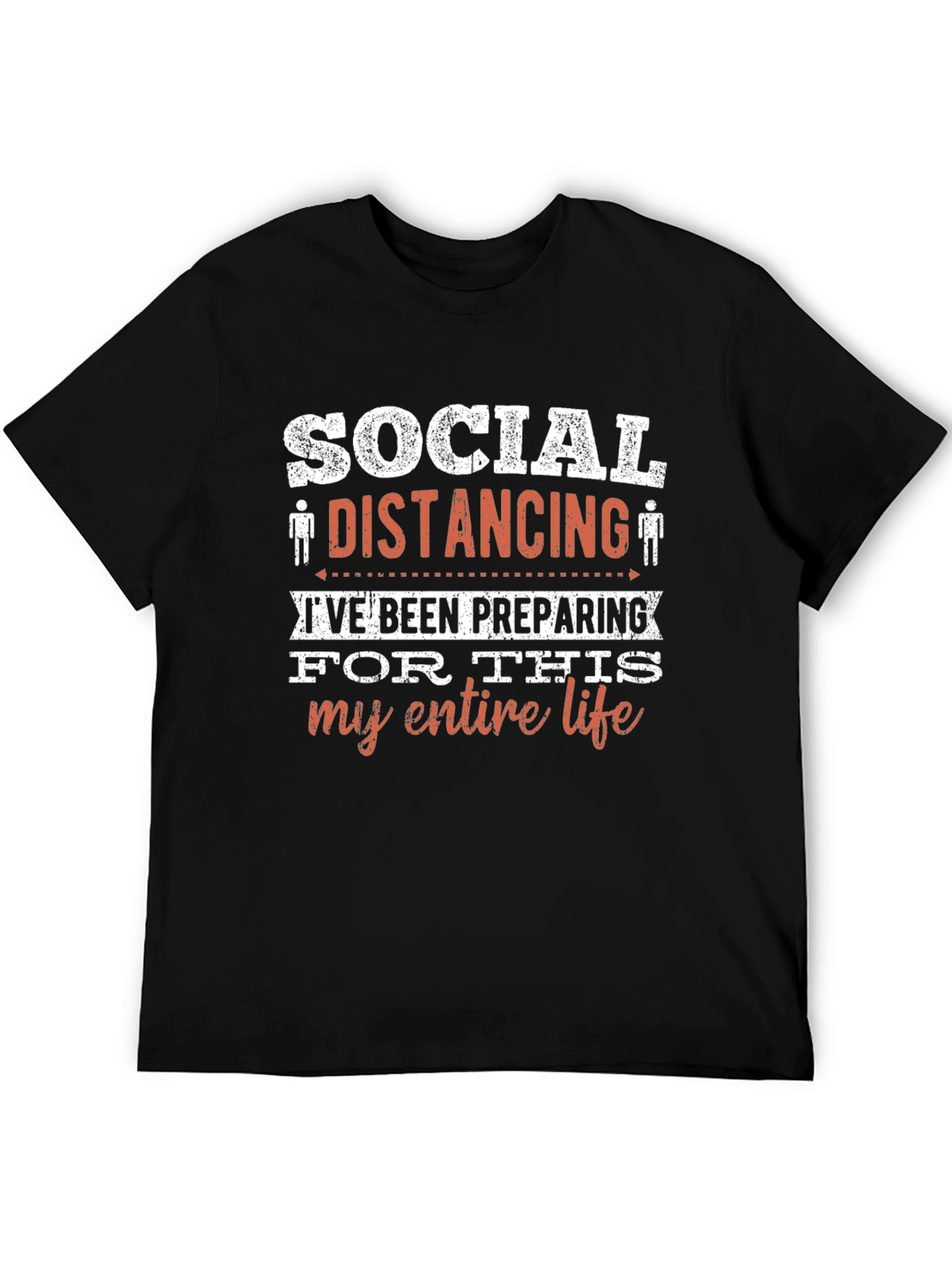 Black Social Distancing T-Shirt - Introvert Humor Tee view 5