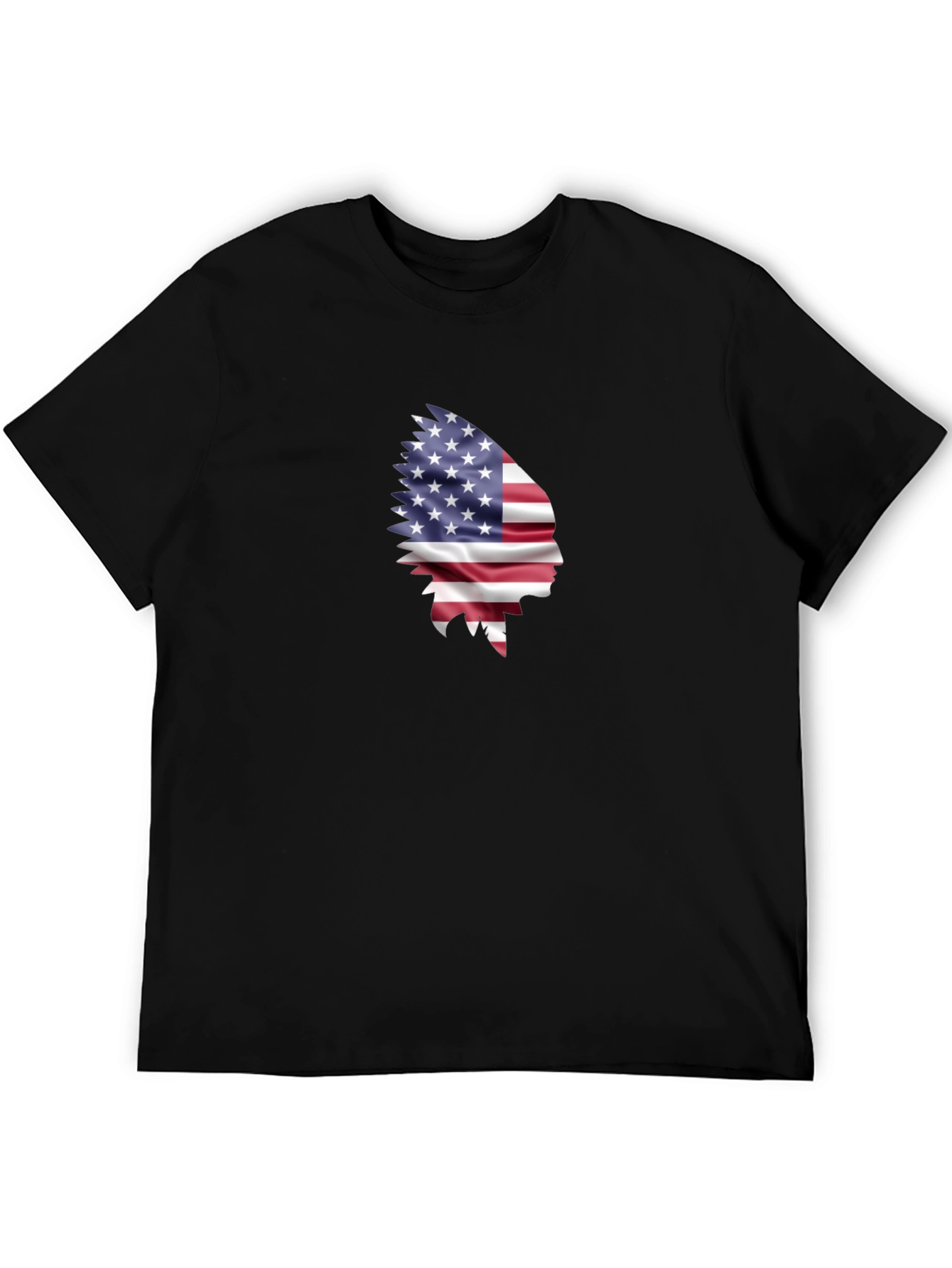 Black American Flag Indian Chief Graphic Tee view 5