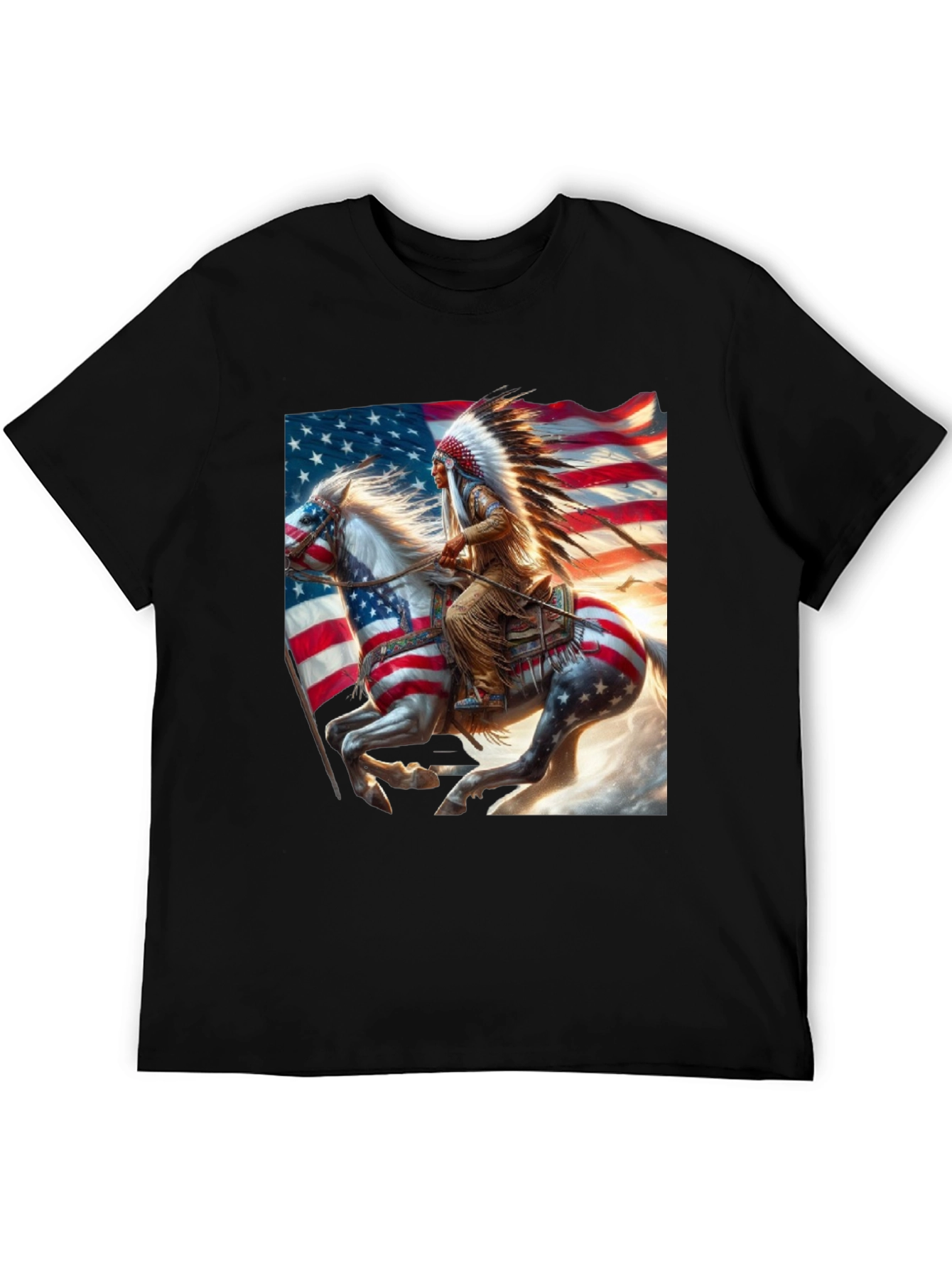 Black Native American Flag T-Shirt view 5