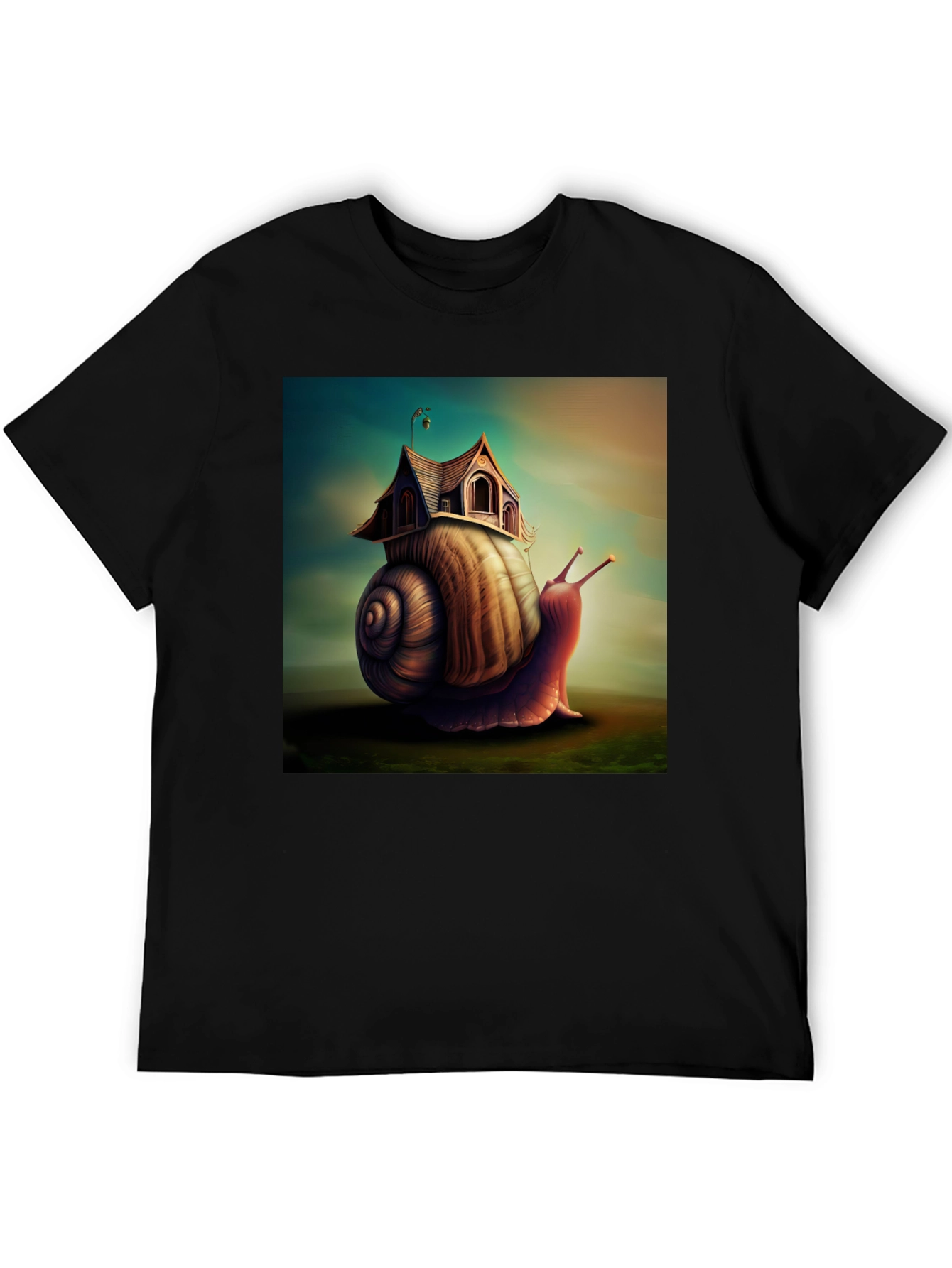 Black Whimsical Snail House Tee view 5