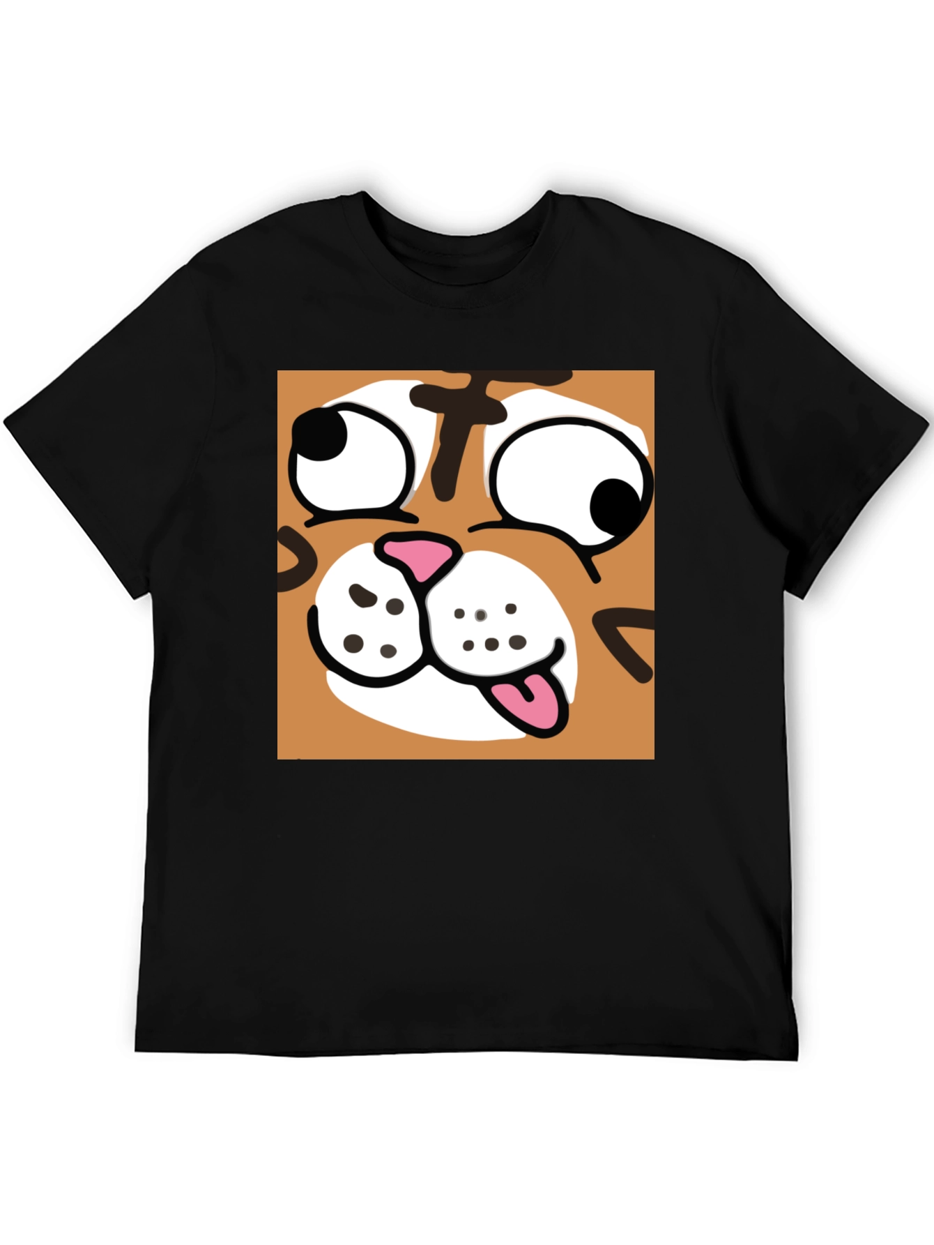 Black Funny Cartoon Cat Graphic Black T-Shirt view 5