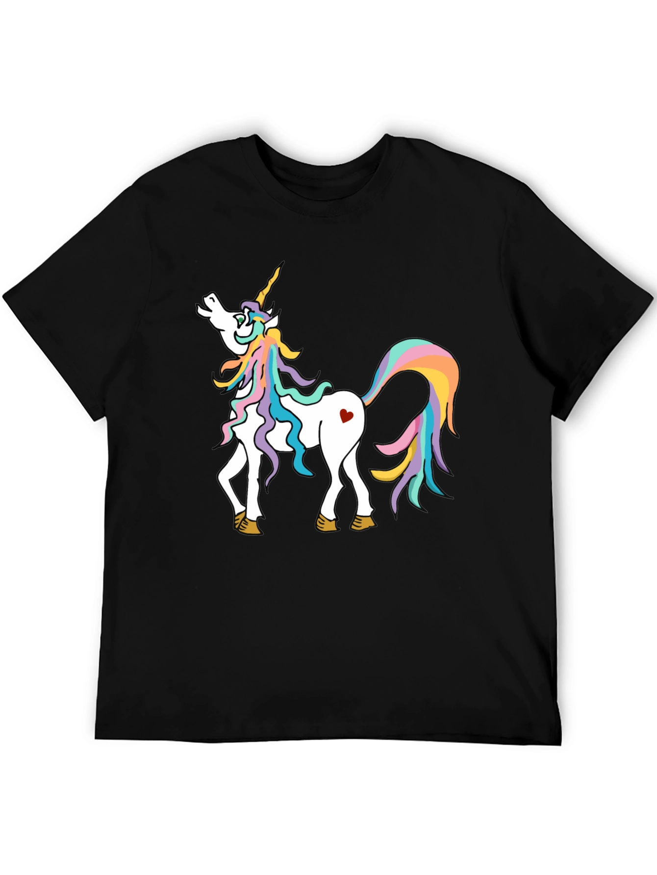 Black Unicorn Graphic Tee - Magical Rainbow Horse Shirt view 5