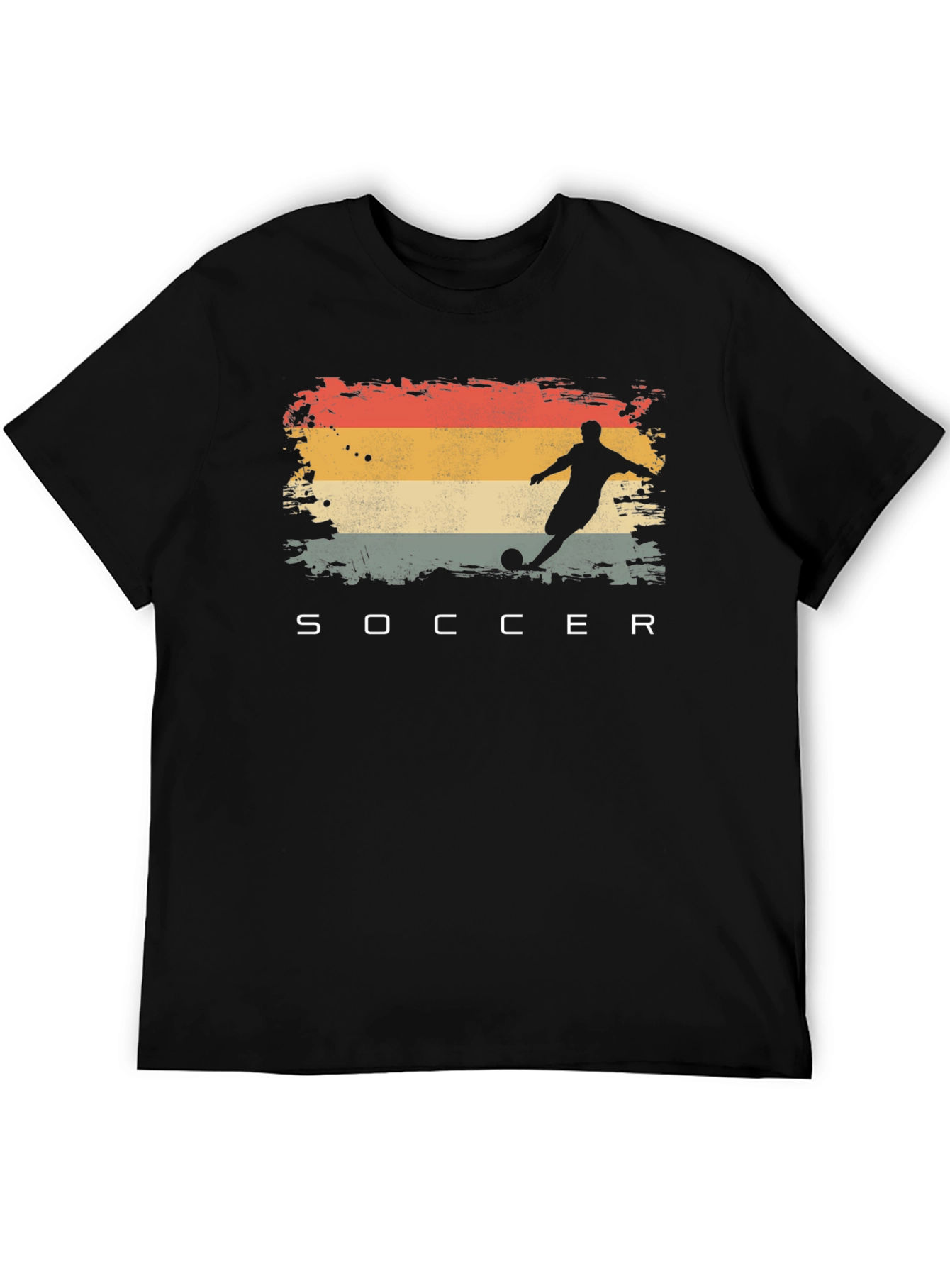 Black Retro Soccer Player Graphic T-Shirt view 5
