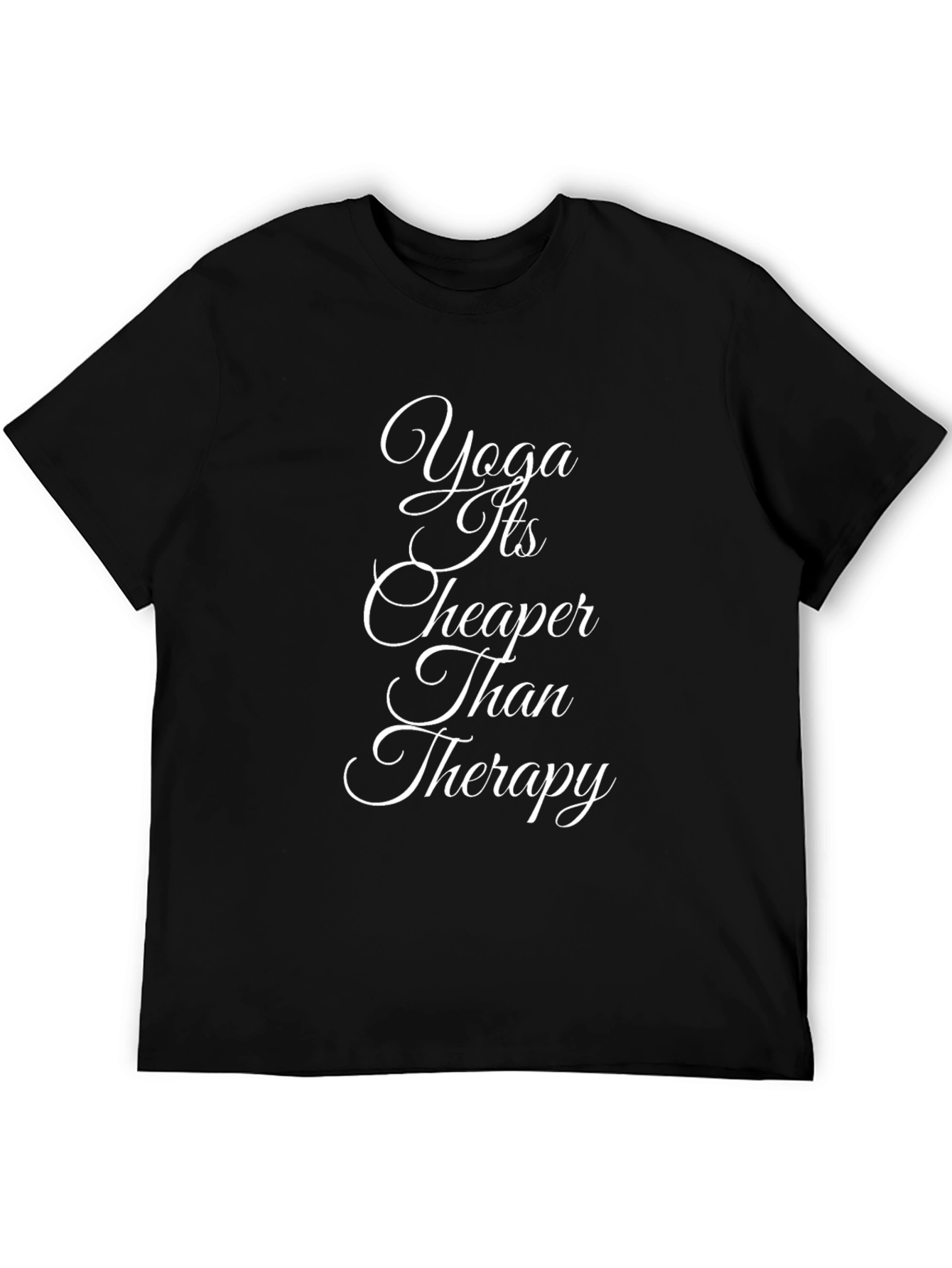 Black Yoga Cheaper Than Therapy Black T-Shirt view 5
