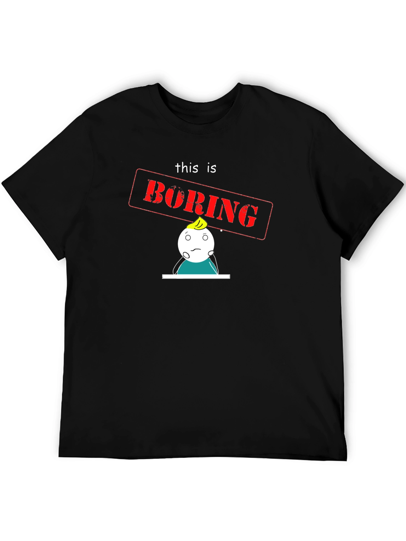 Black Boring Graphic Tee - Black Cotton T-Shirt view 5