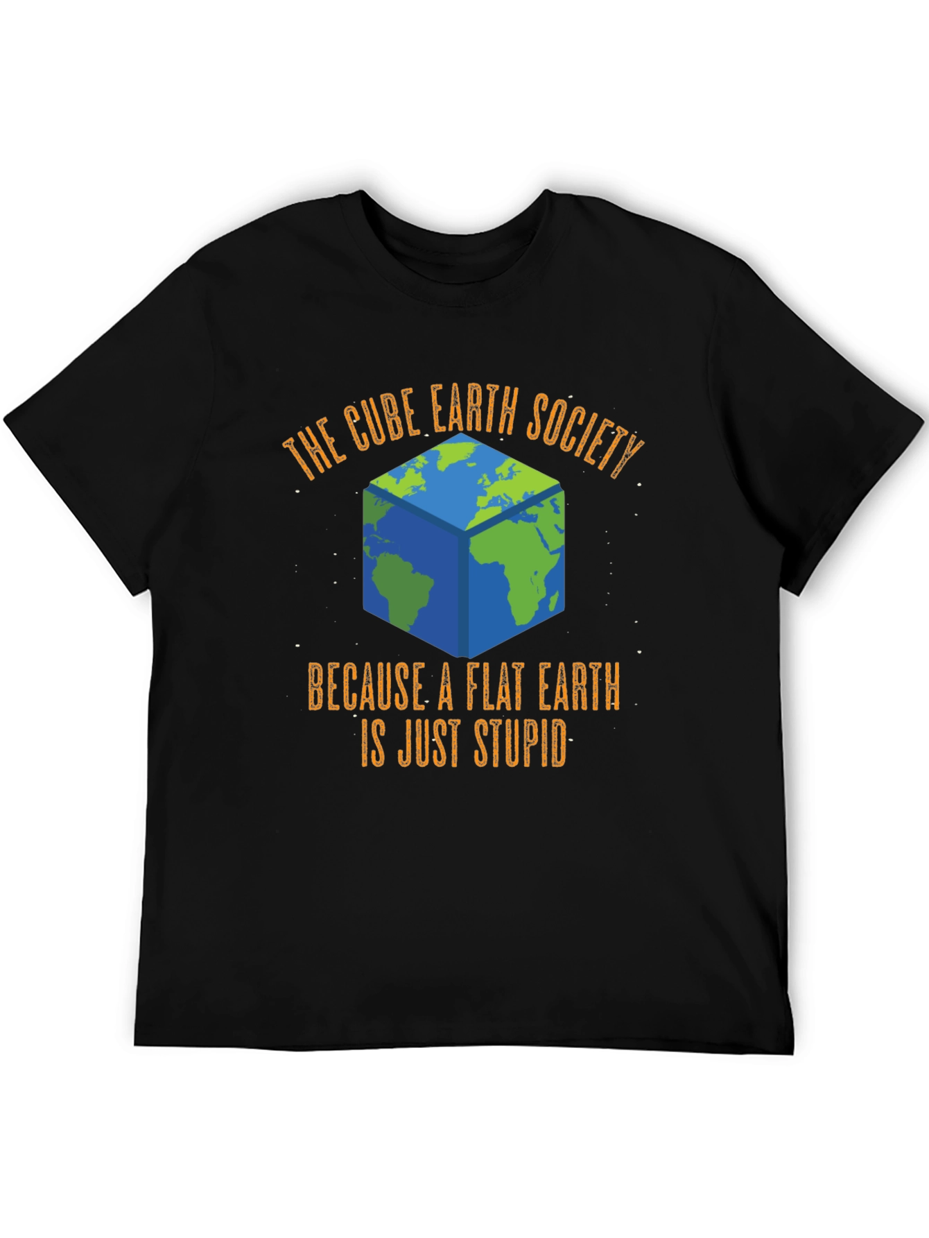 Black Cube Earth Society T-Shirt - Funny Flat Earth Conspiracy Tee view 5