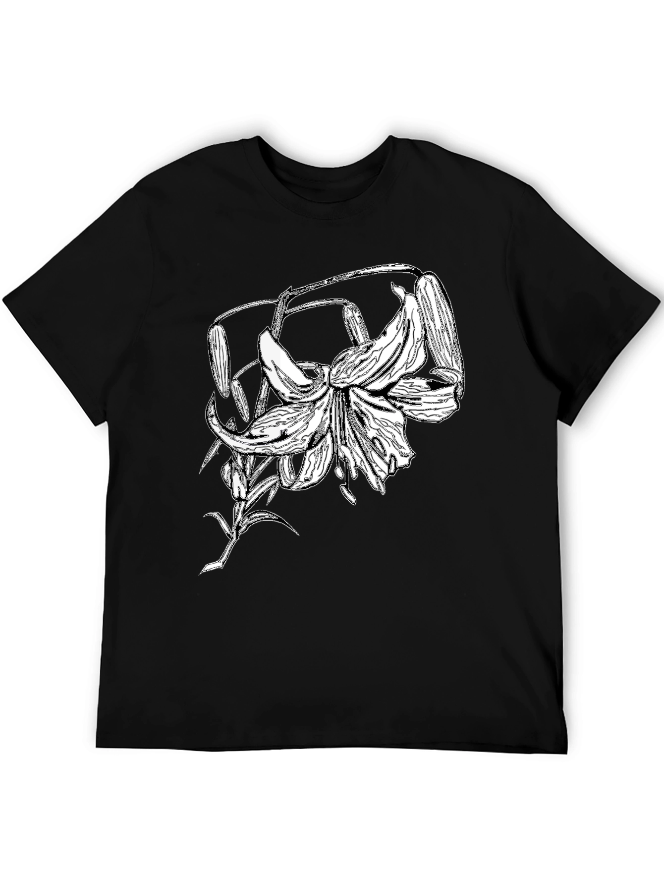 Black Floral Graphic T-Shirt - Black Casual Tee view 5