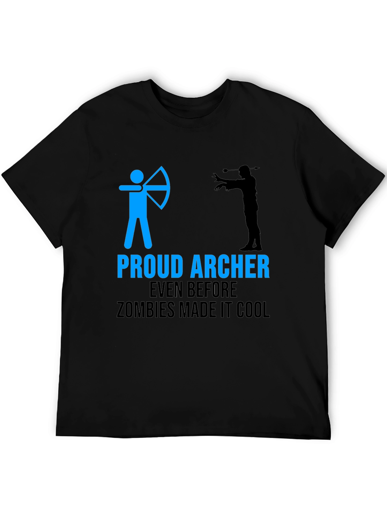 Black Proud Archer Zombie Funny T-Shirt view 5