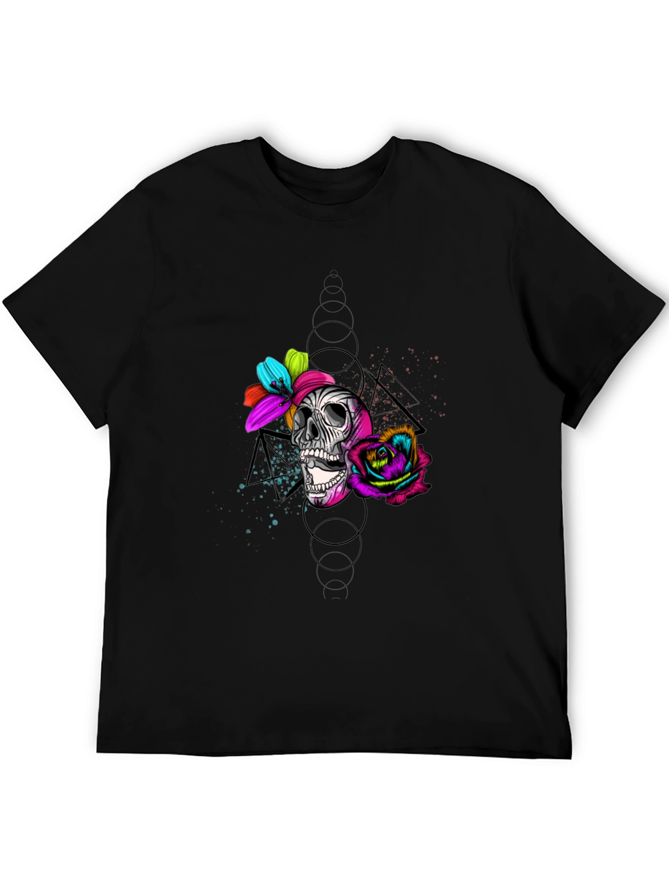 Black Skull & Roses Graphic Tee - Edgy Style view 5