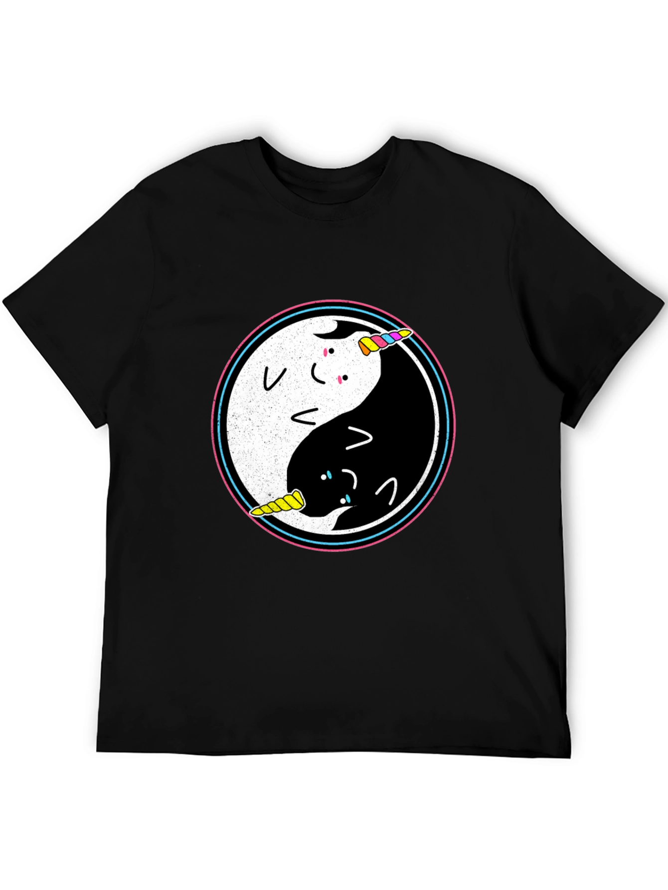 Black Yin Yang Unicorn T-Shirt view 5