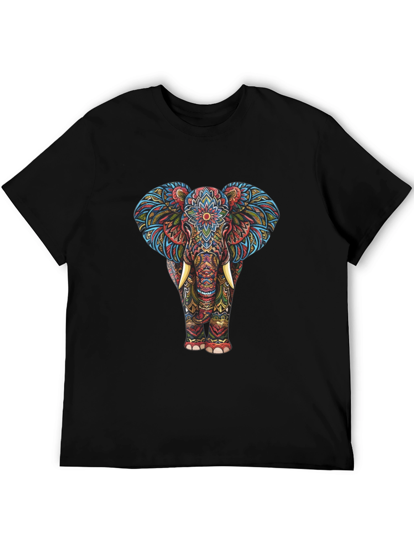 Black Elephant Mandala Graphic Tee - Black view 5