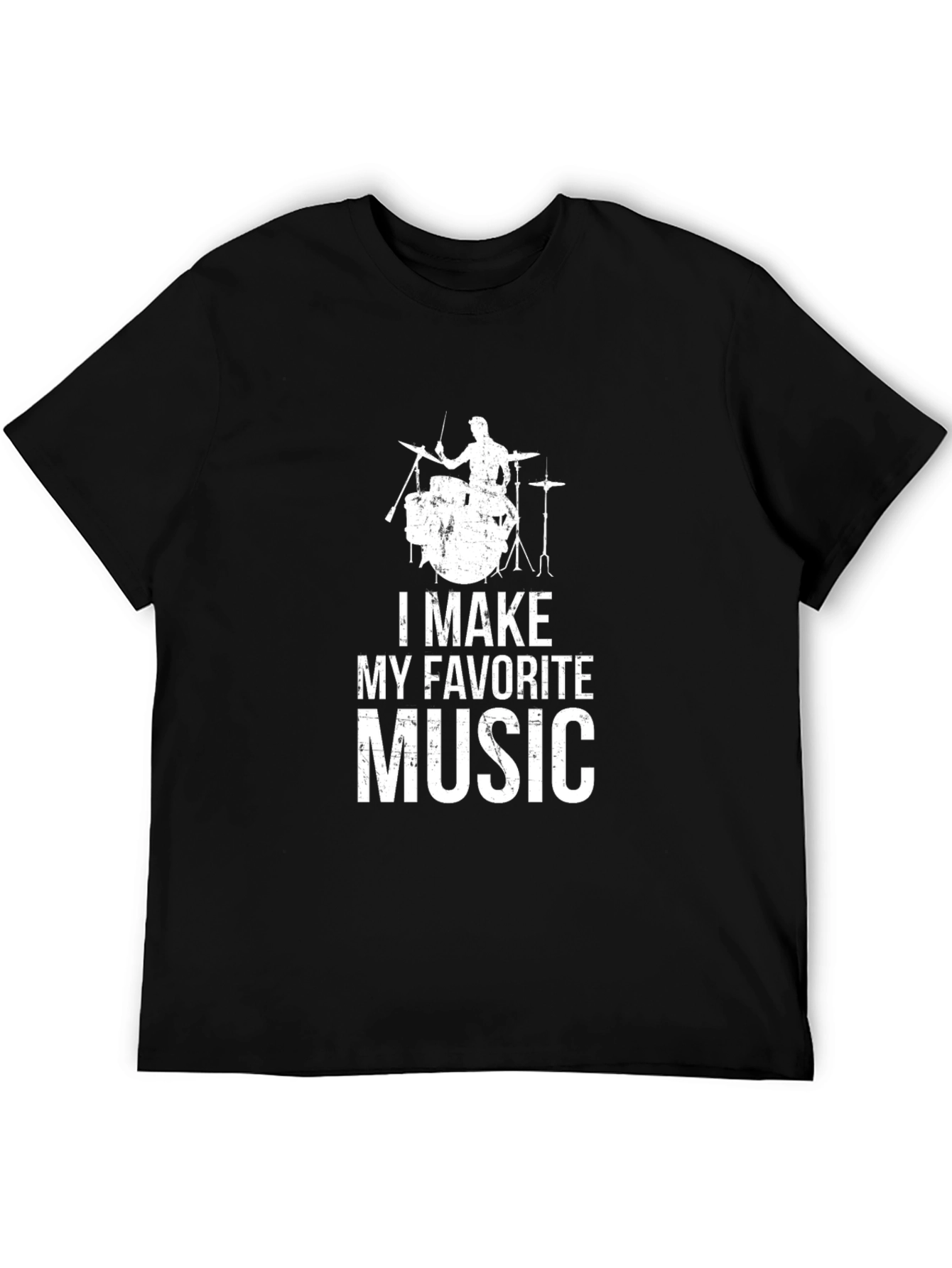Black Drummer T-Shirt - I Make My Favorite Music view 5