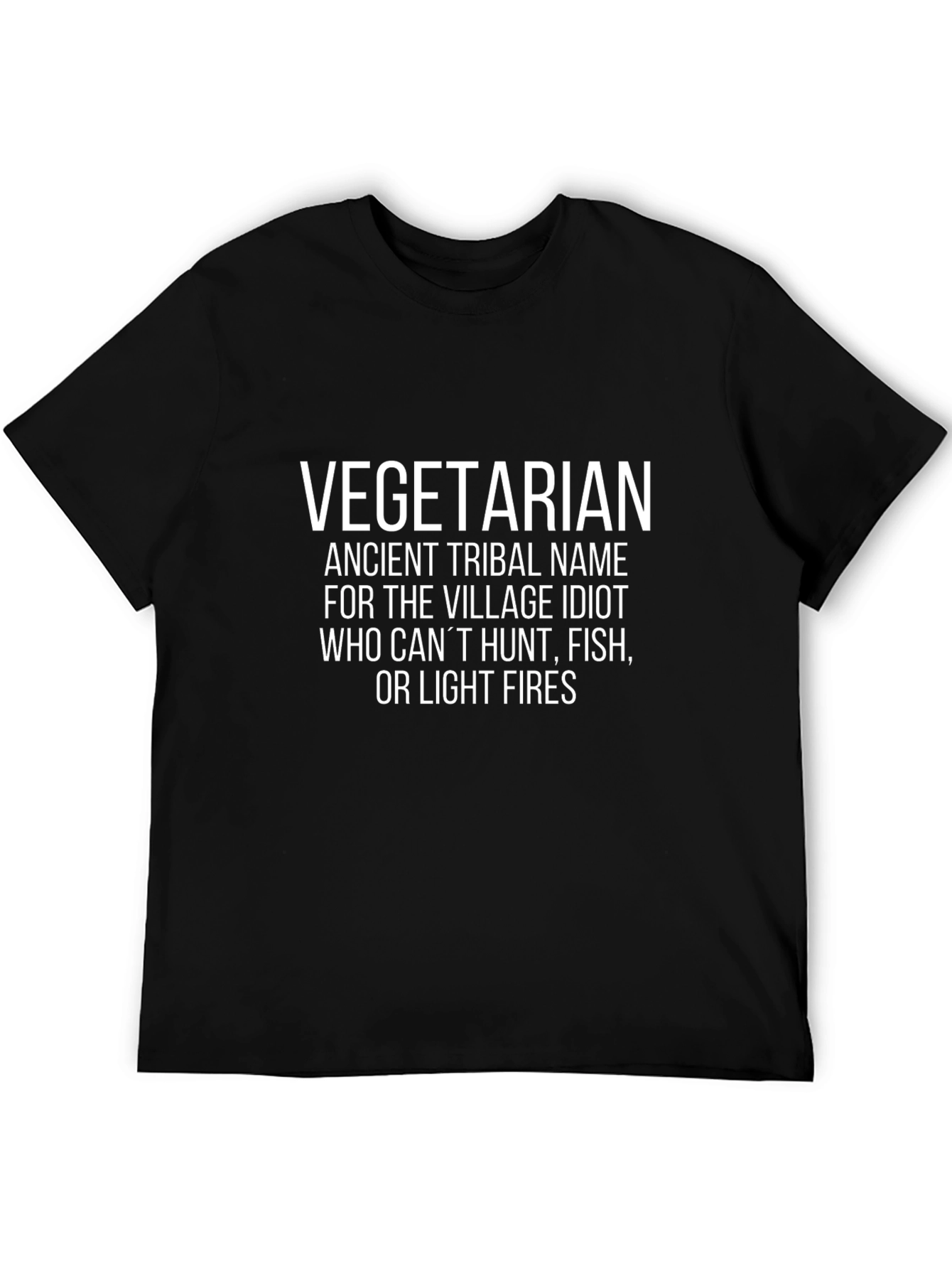 Black Vegetarian Humor T-Shirt - Village Idiot Edition view 5
