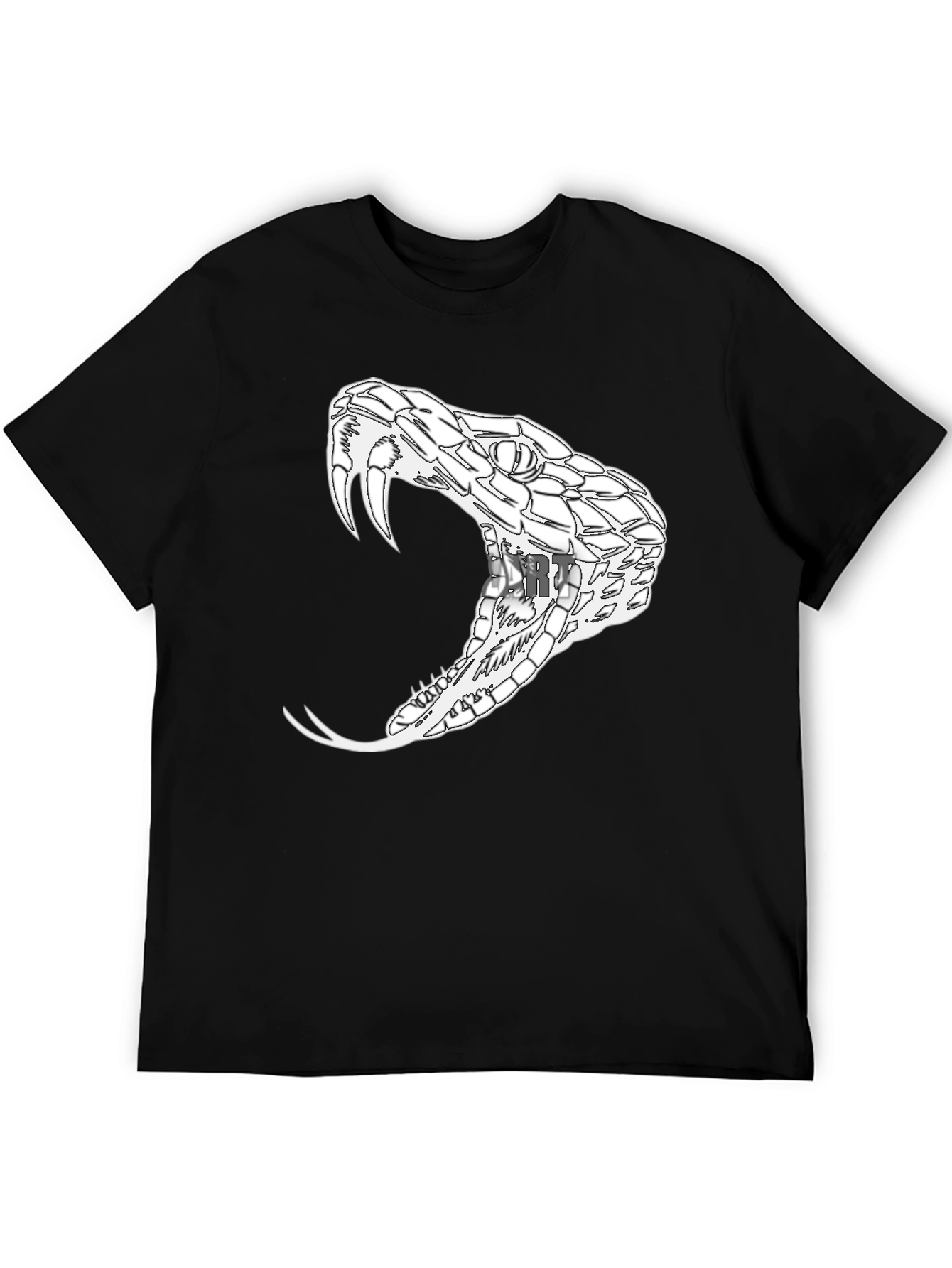 Black Men's Black T-Shirt with Snake Graphic view 5