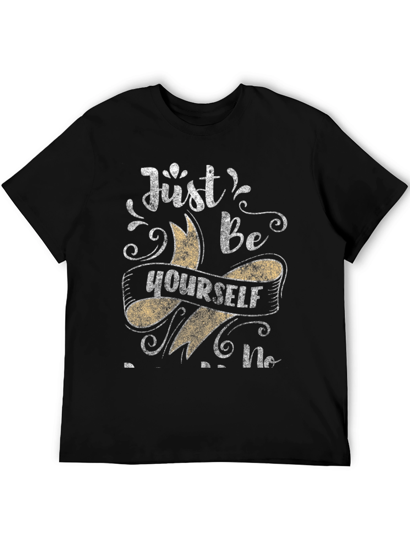 Black Just Be Yourself Men's Black T-Shirt view 5