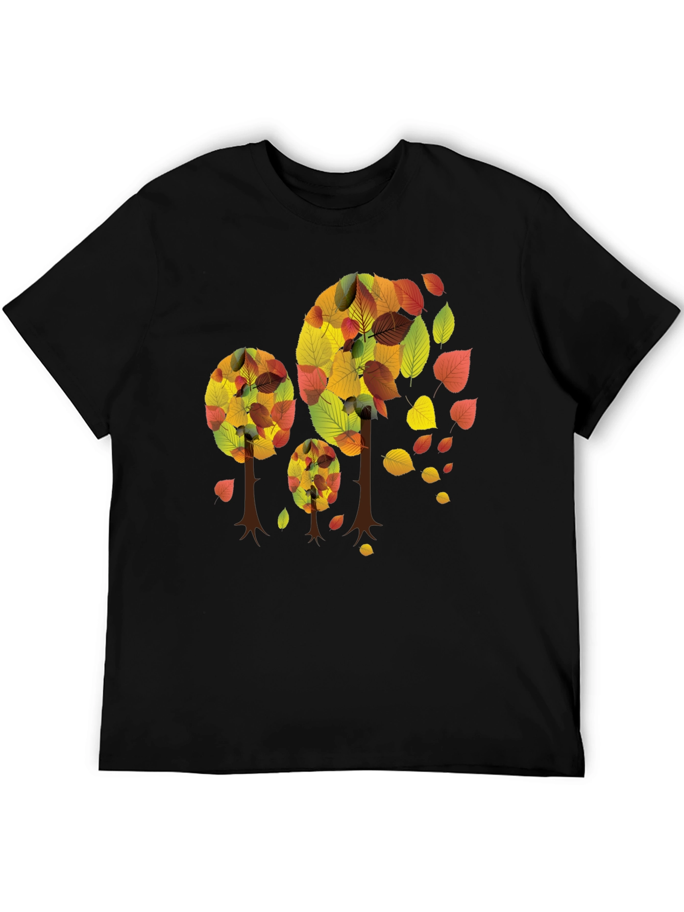 Black Autumn Trees Black T-Shirt view 5