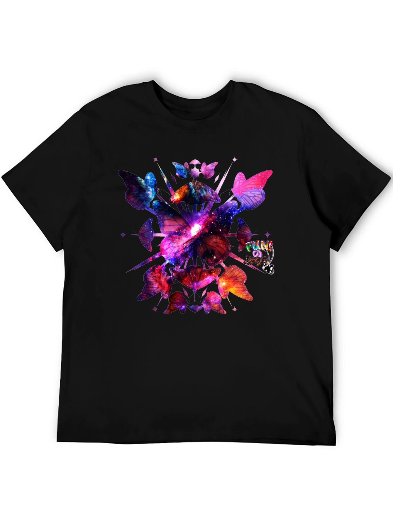 Black Galaxy Butterfly Graphic Black T-Shirt view 5