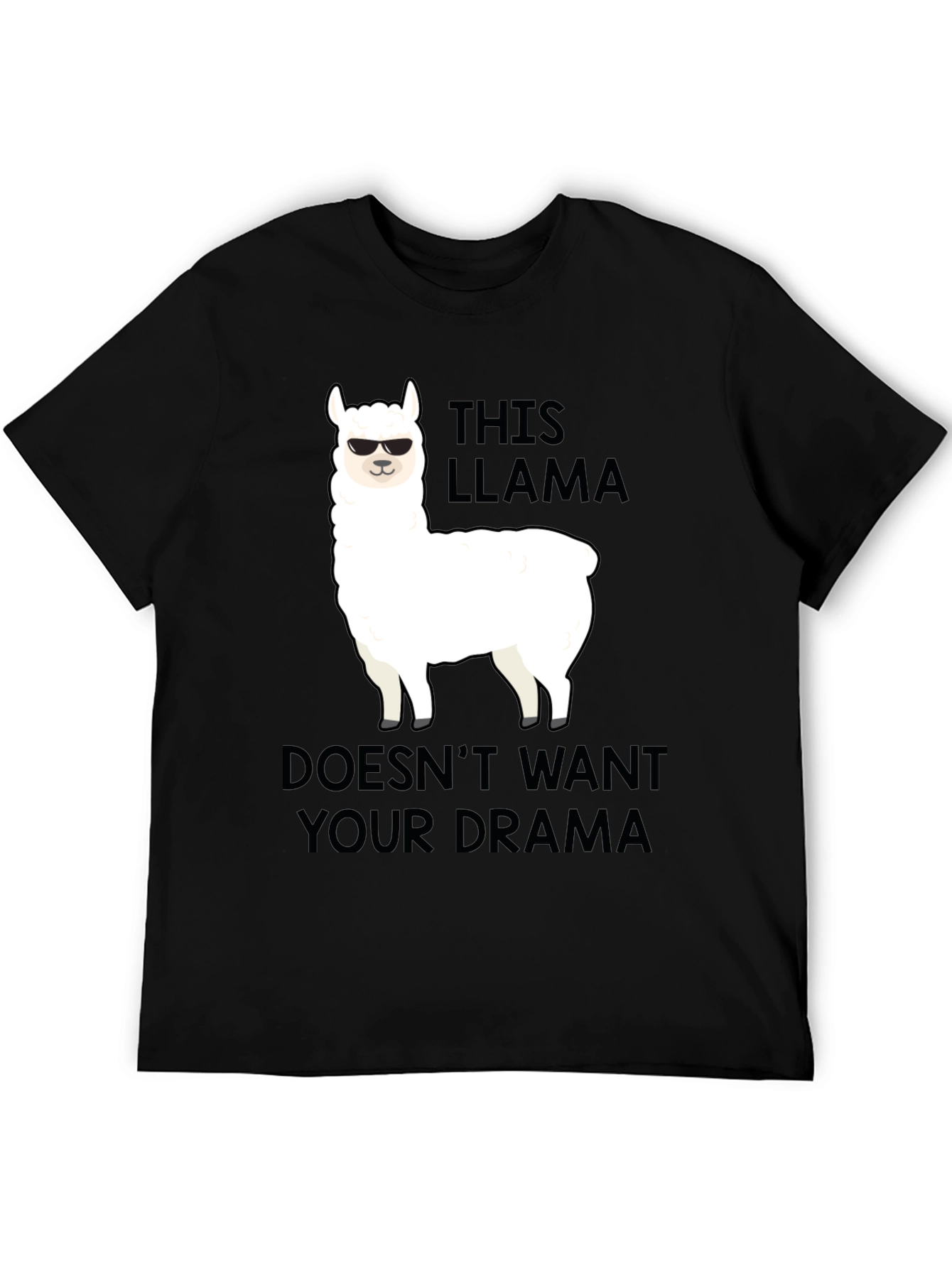 Black Llama Drama T-Shirt: Funny Graphic Tee for Men view 5