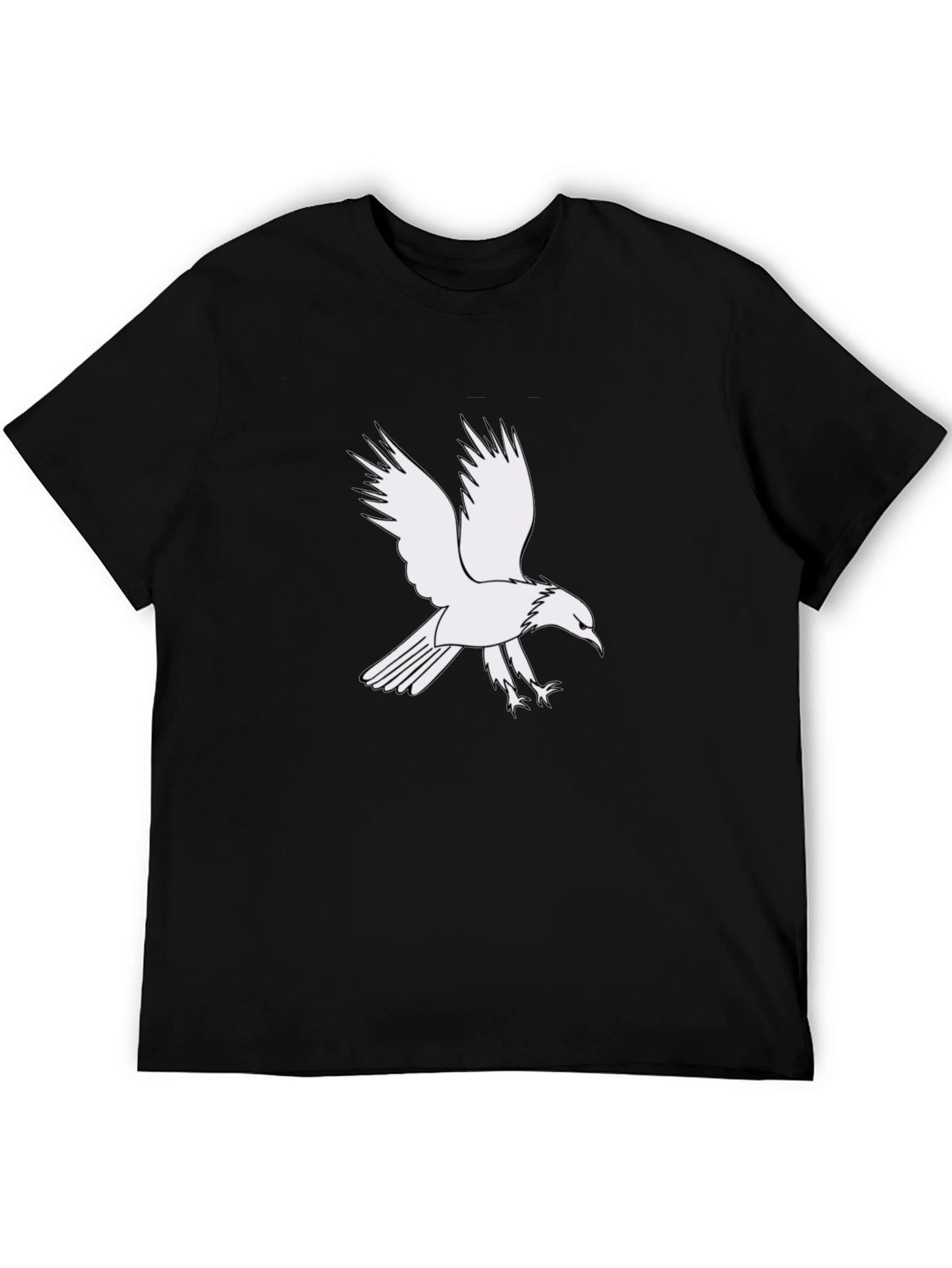 Black Men's Black T-Shirt with White Eagle Graphic view 5