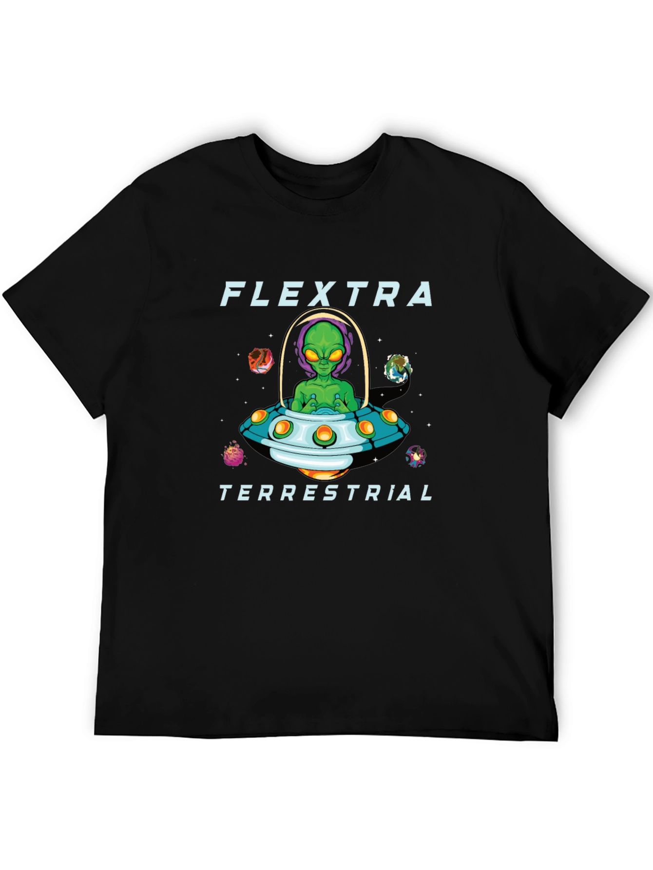 Black Flextra Terrestrial Alien Graphic T-Shirt view 5