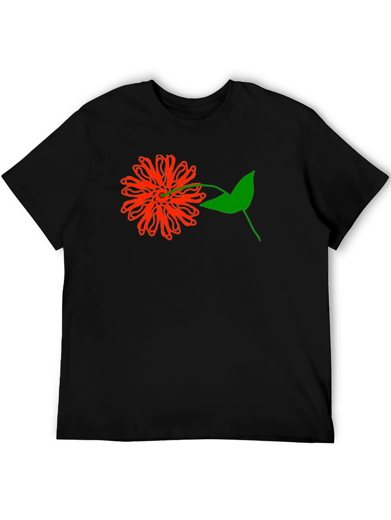 Black Red Flower Graphic Tee - Black Cotton T-Shirt view 5