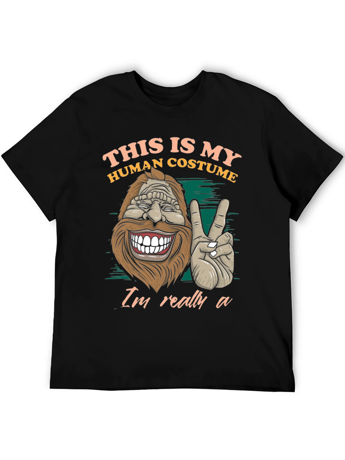 Black This Is My Human Costume Funny Bigfoot T-Shirt view 5