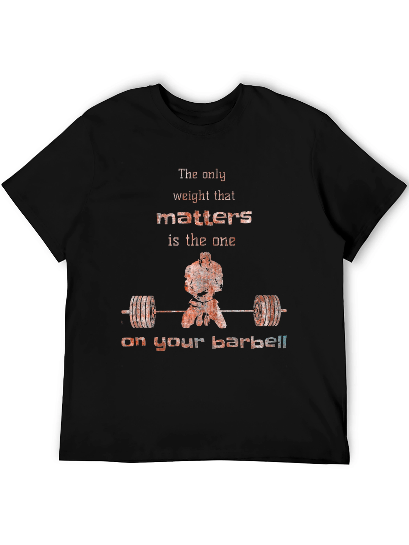 Black Weightlifting Motivation T-Shirt - Barbell Focus view 5