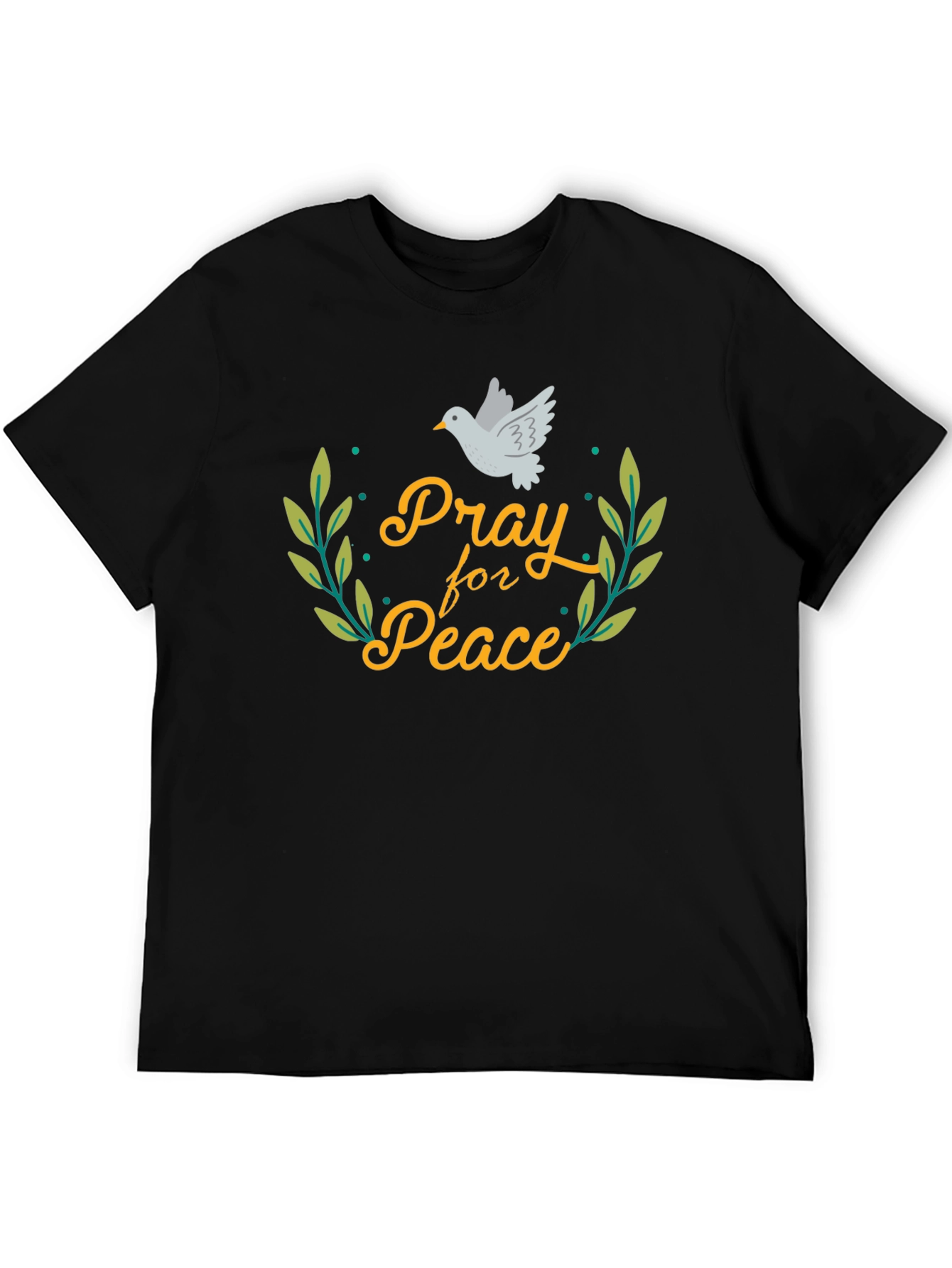 Black Pray for Peace Dove T-Shirt - Black view 5