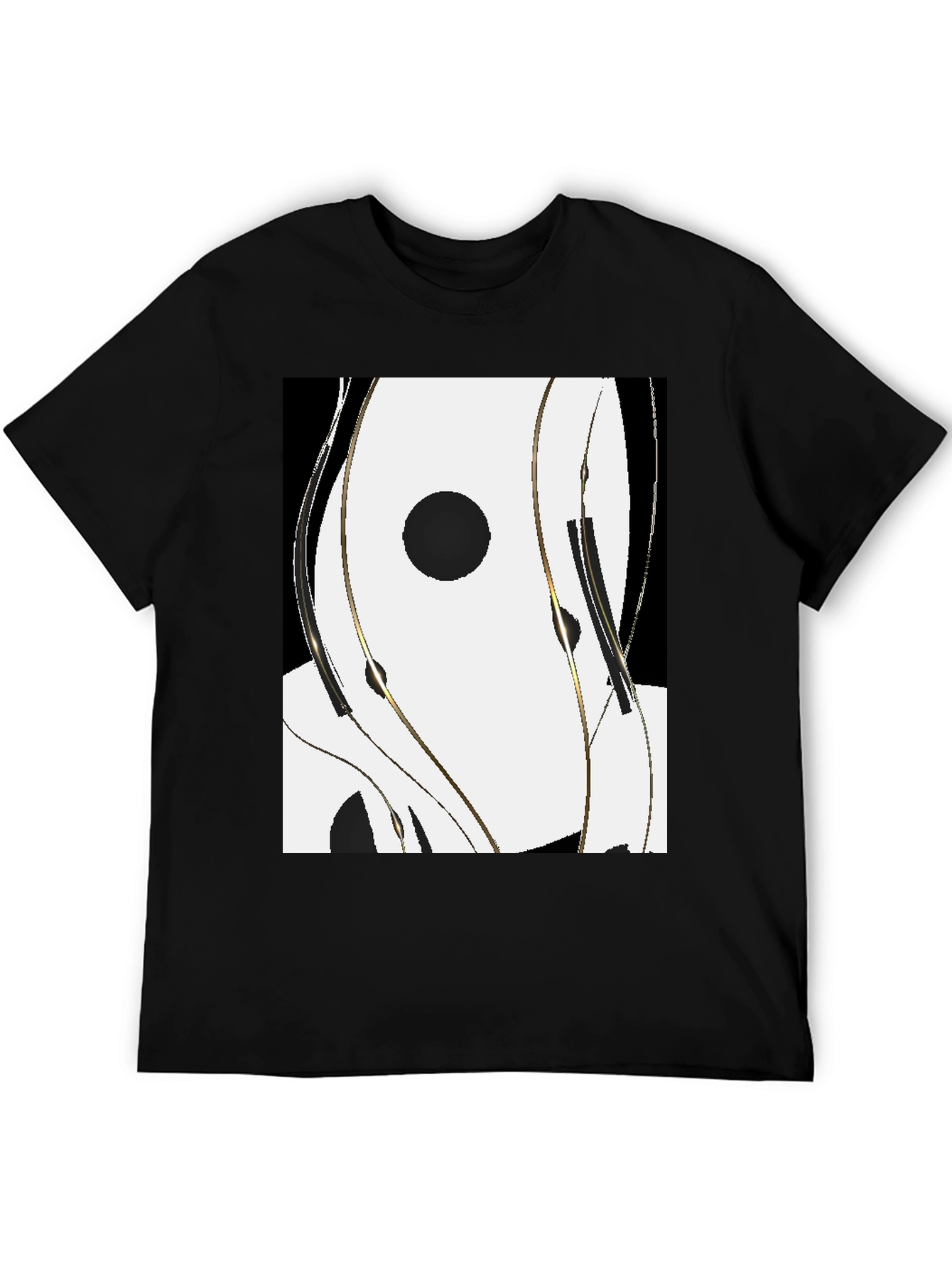 Black Abstract Black & White Graphic Tee view 5