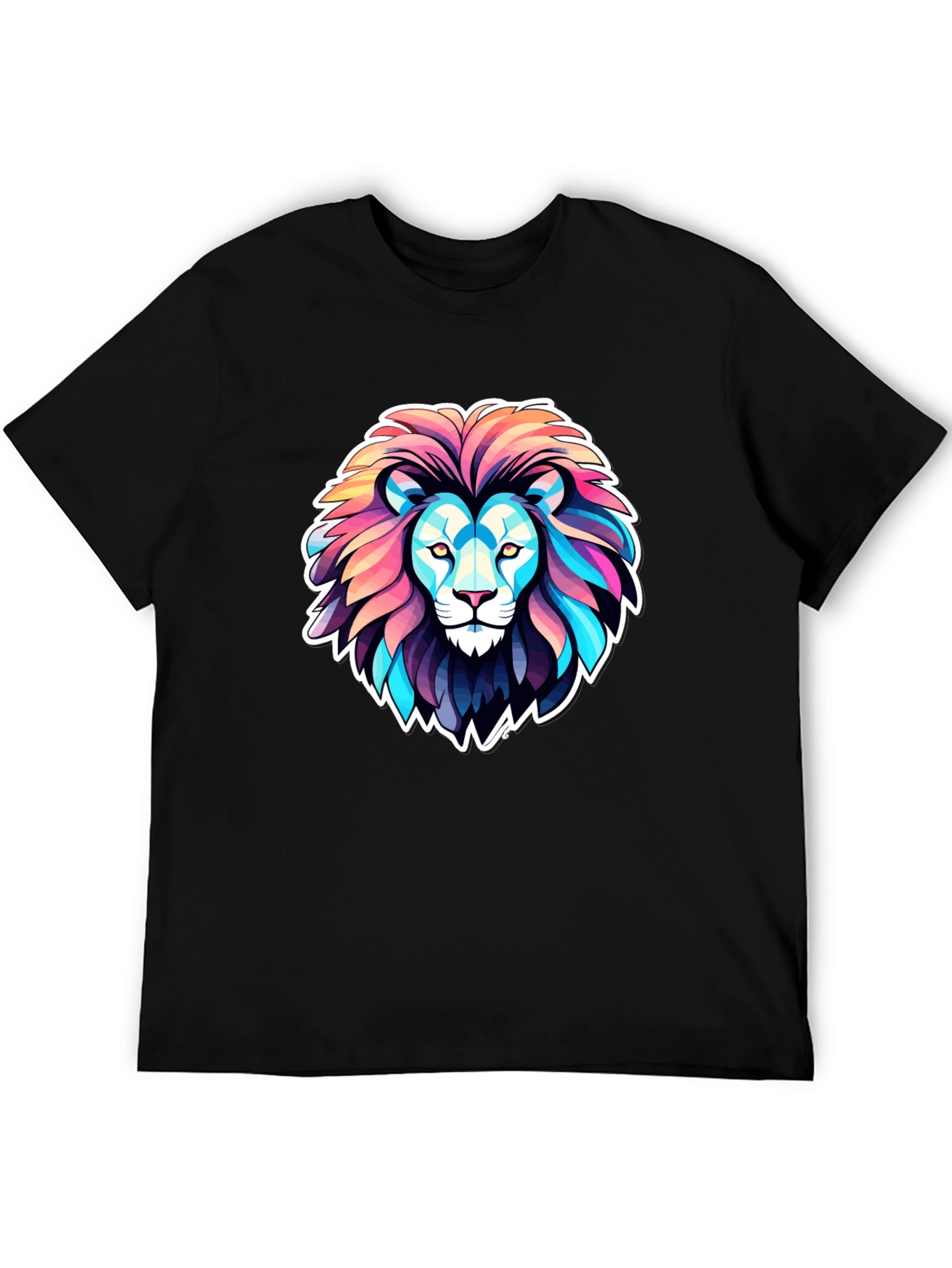 Black Vibrant Lion Graphic Tee - Bold Statement Shirt view 5