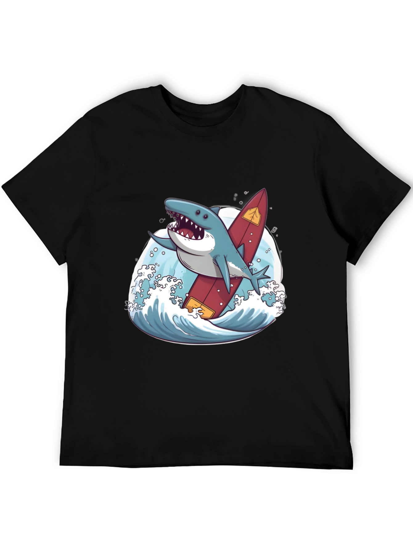 Black Shark Surfer T-Shirt - Fun Graphic Tee view 5