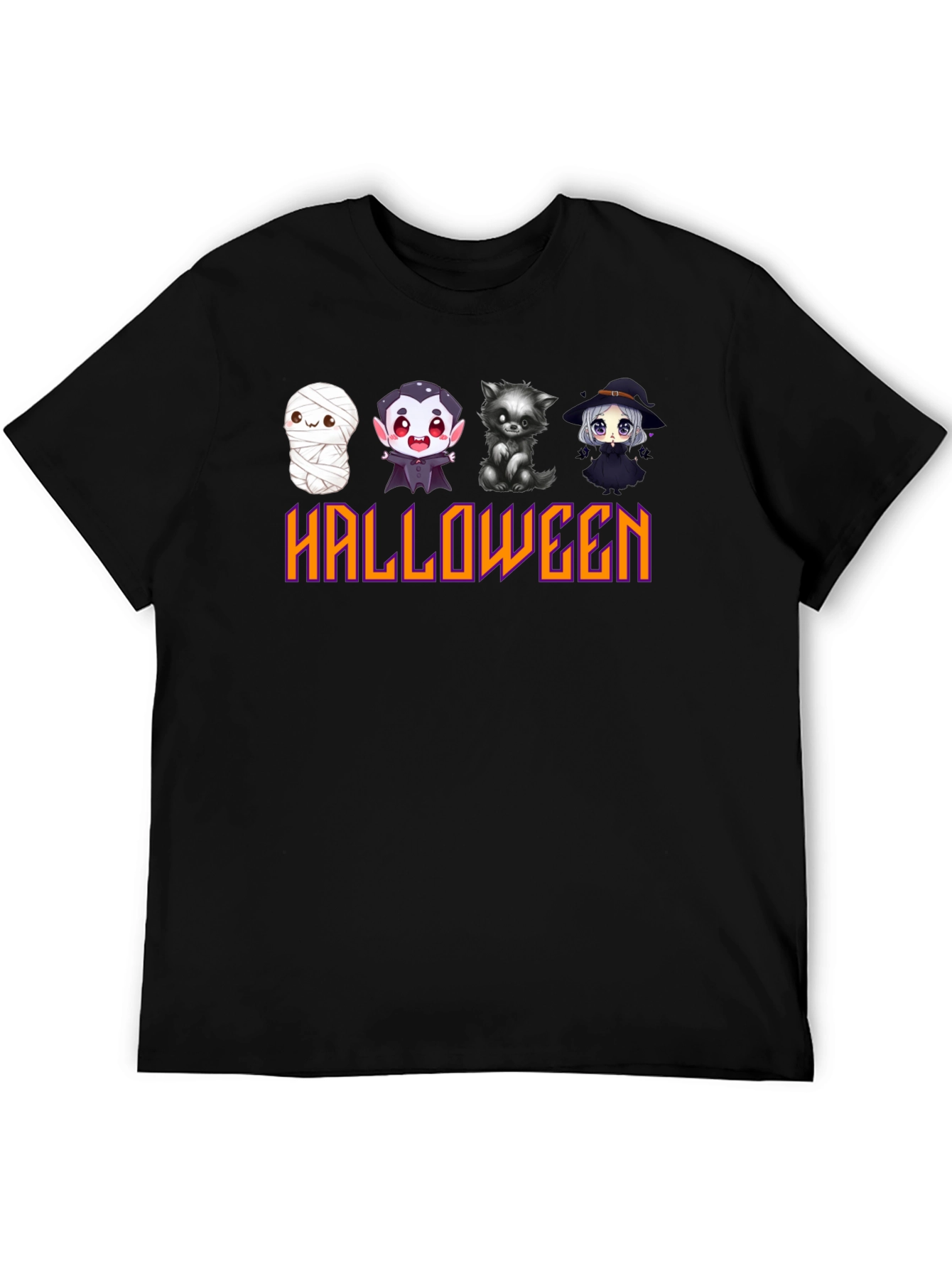 Black Halloween Cartoon Character T-Shirt view 5