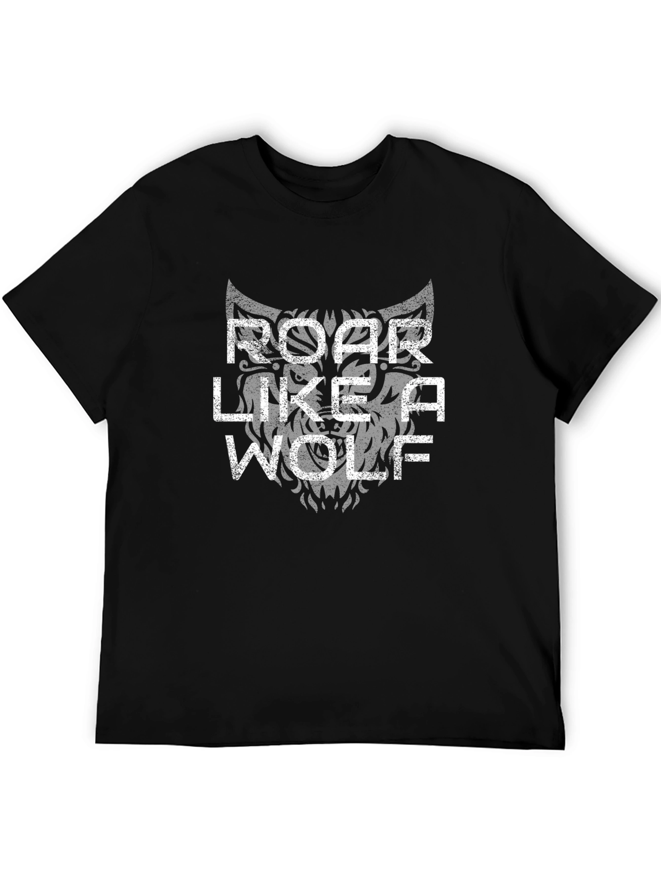 Black Roar Like A Wolf Graphic Tee - Black view 5