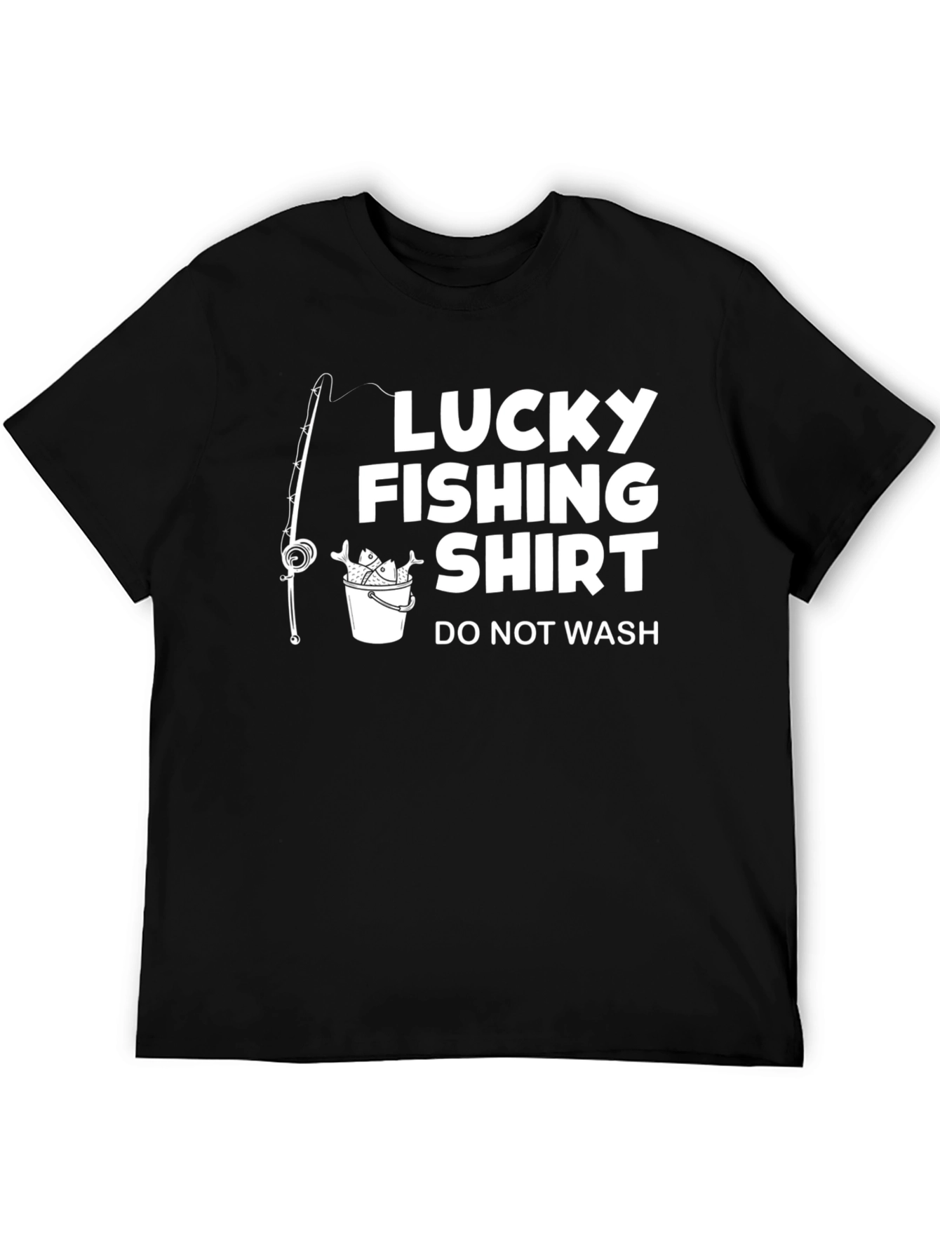 Black Lucky Fishing Shirt - Novelty Graphic Tee view 5