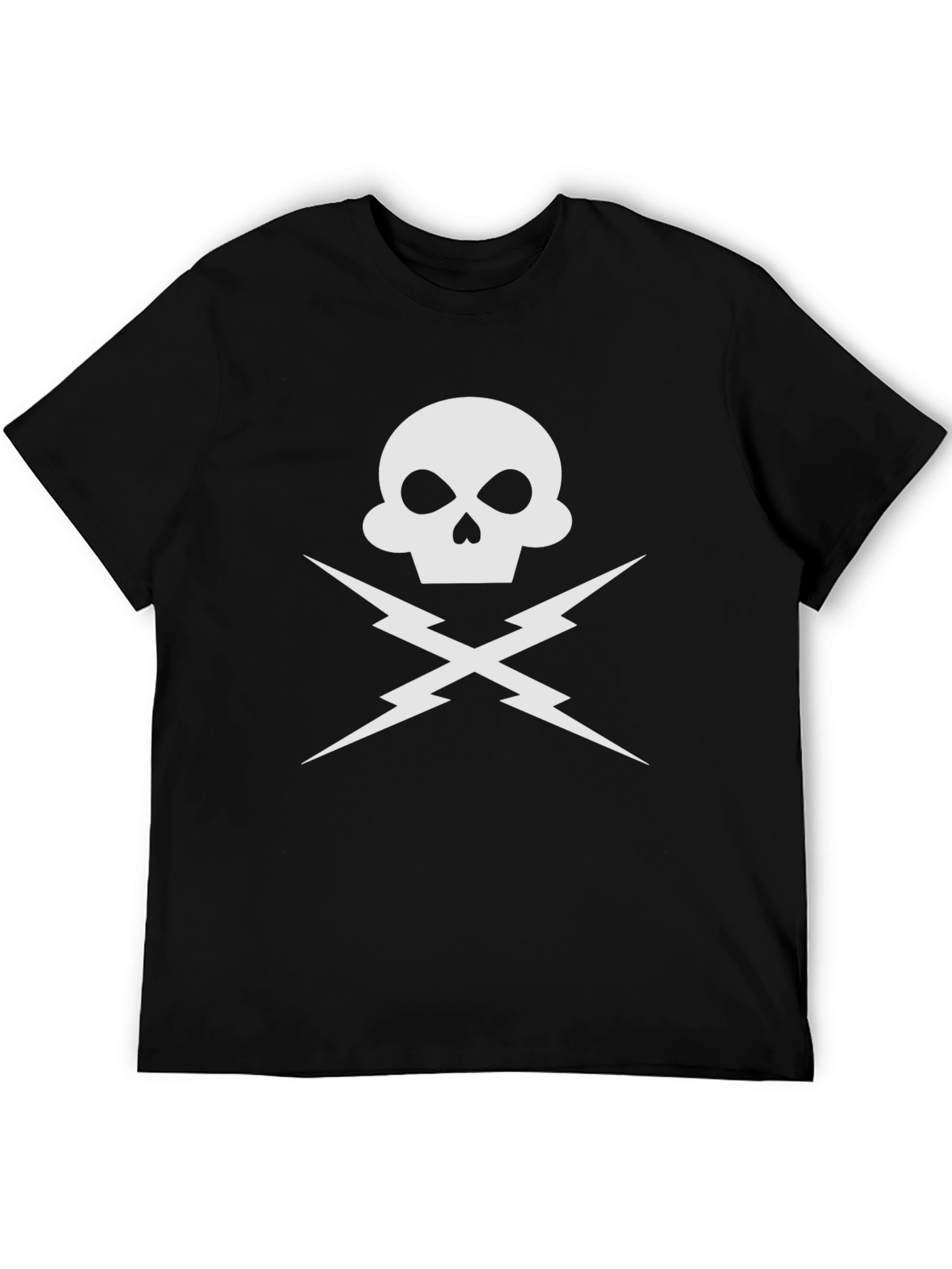 Black Skull & Lightning Bolt Graphic Tee - Bold Design view 5