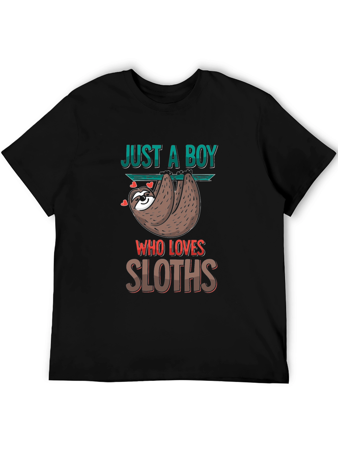 Black Just A Boy Who Loves Sloths T-Shirt view 5